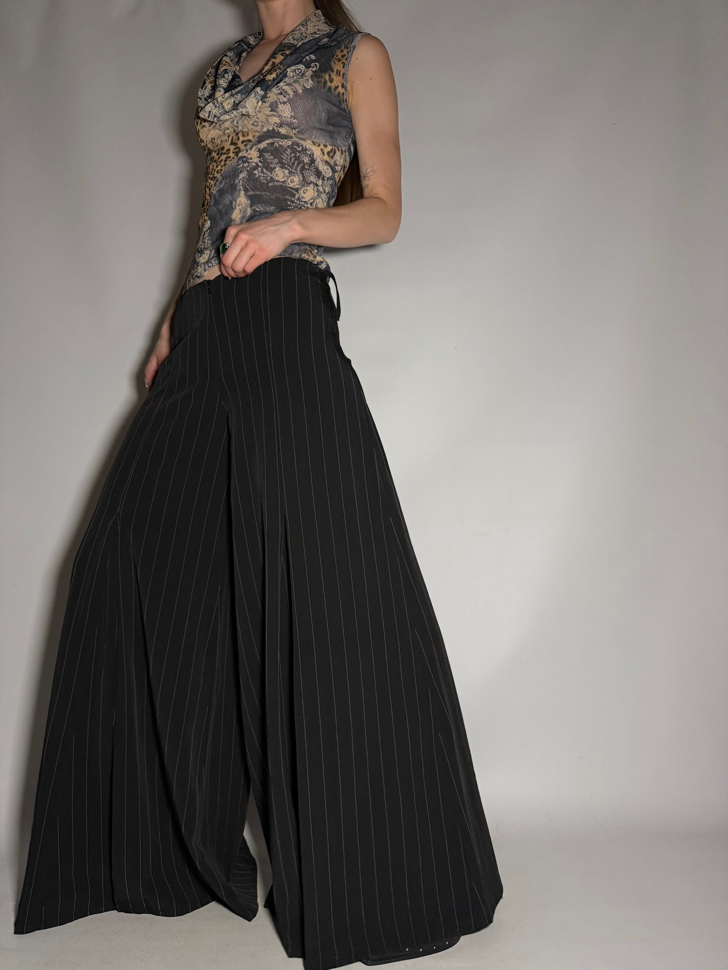 Y2K Wide-Leg Pinstripe Palazzo Pants TWINKLING