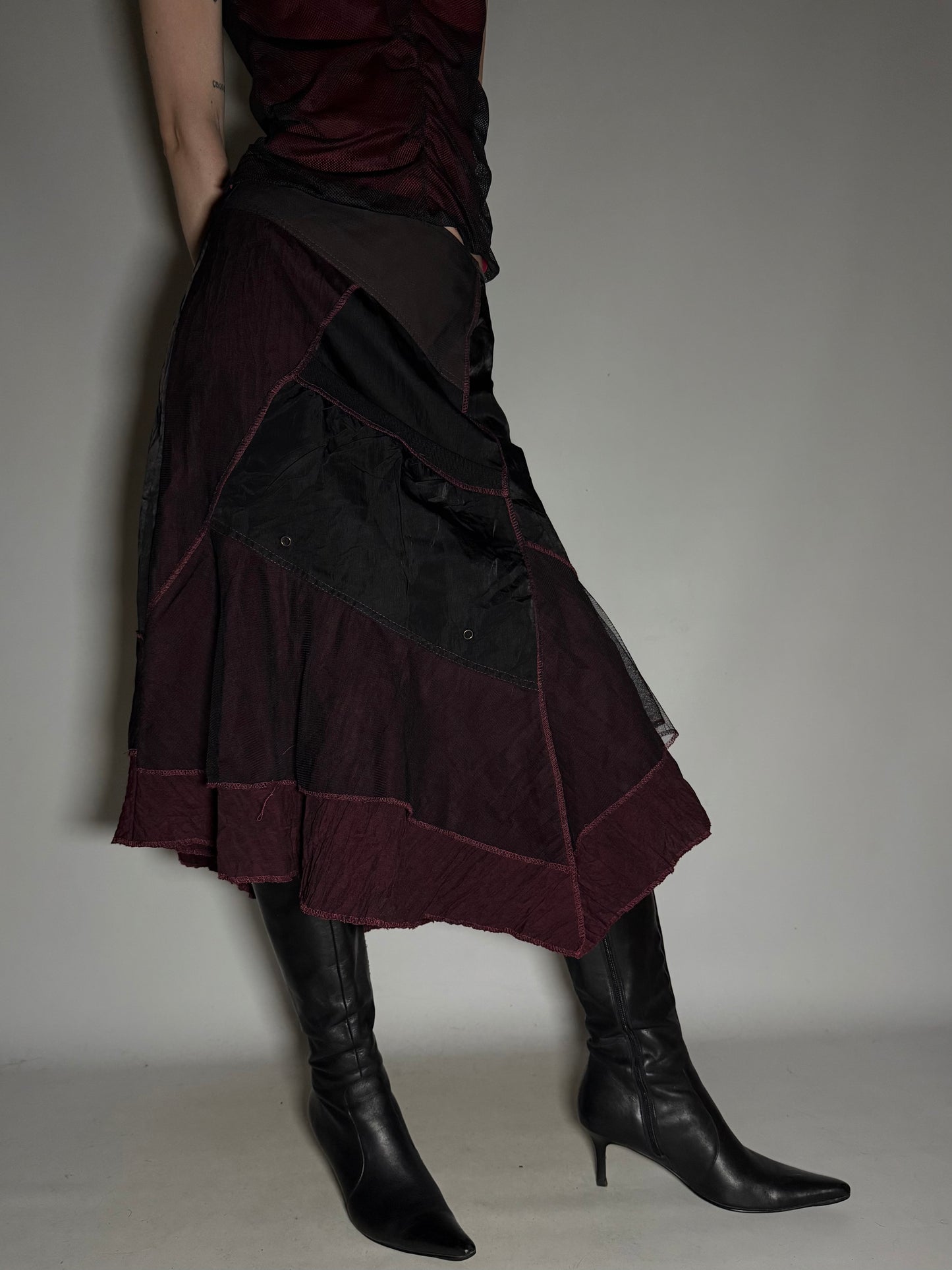 Avant-Garde Patchwork Midi Skirt Twinkling
