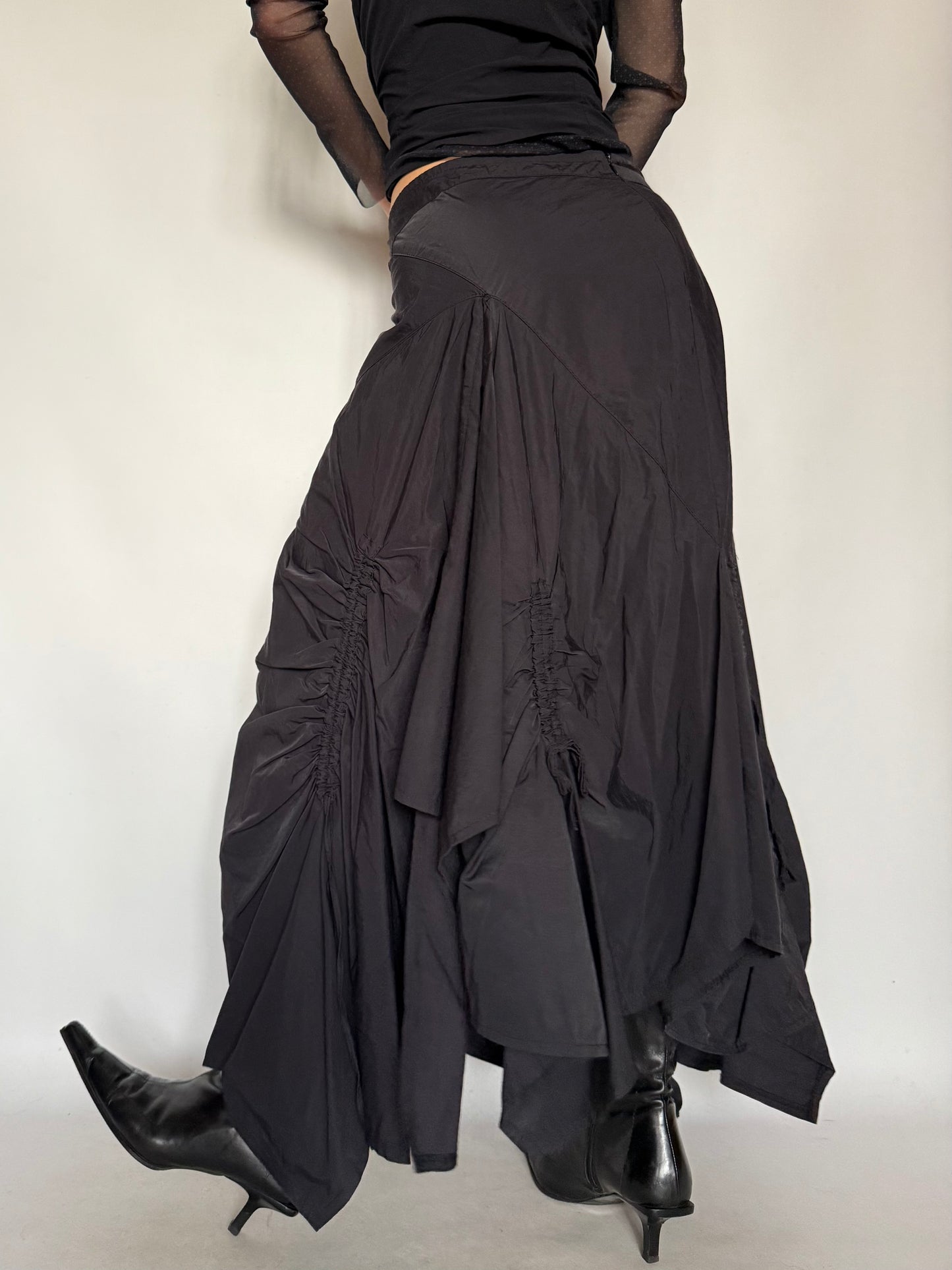 Vintage Gothic Asymmetrical Ruched Maxi Skirt – Twinkling Global