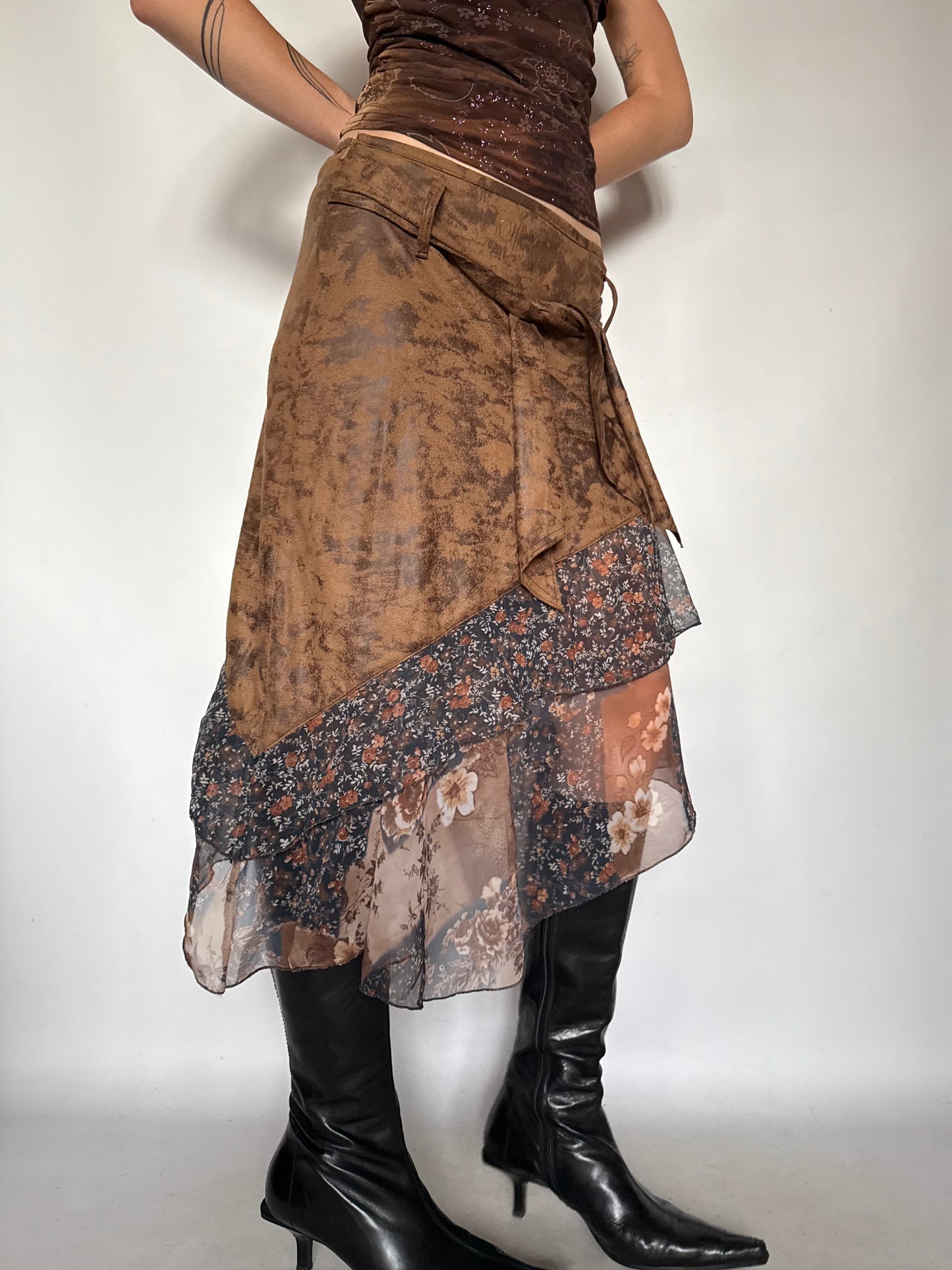Vintage Patchwork Floral Asymmetrical Skirt – Twinkling Global