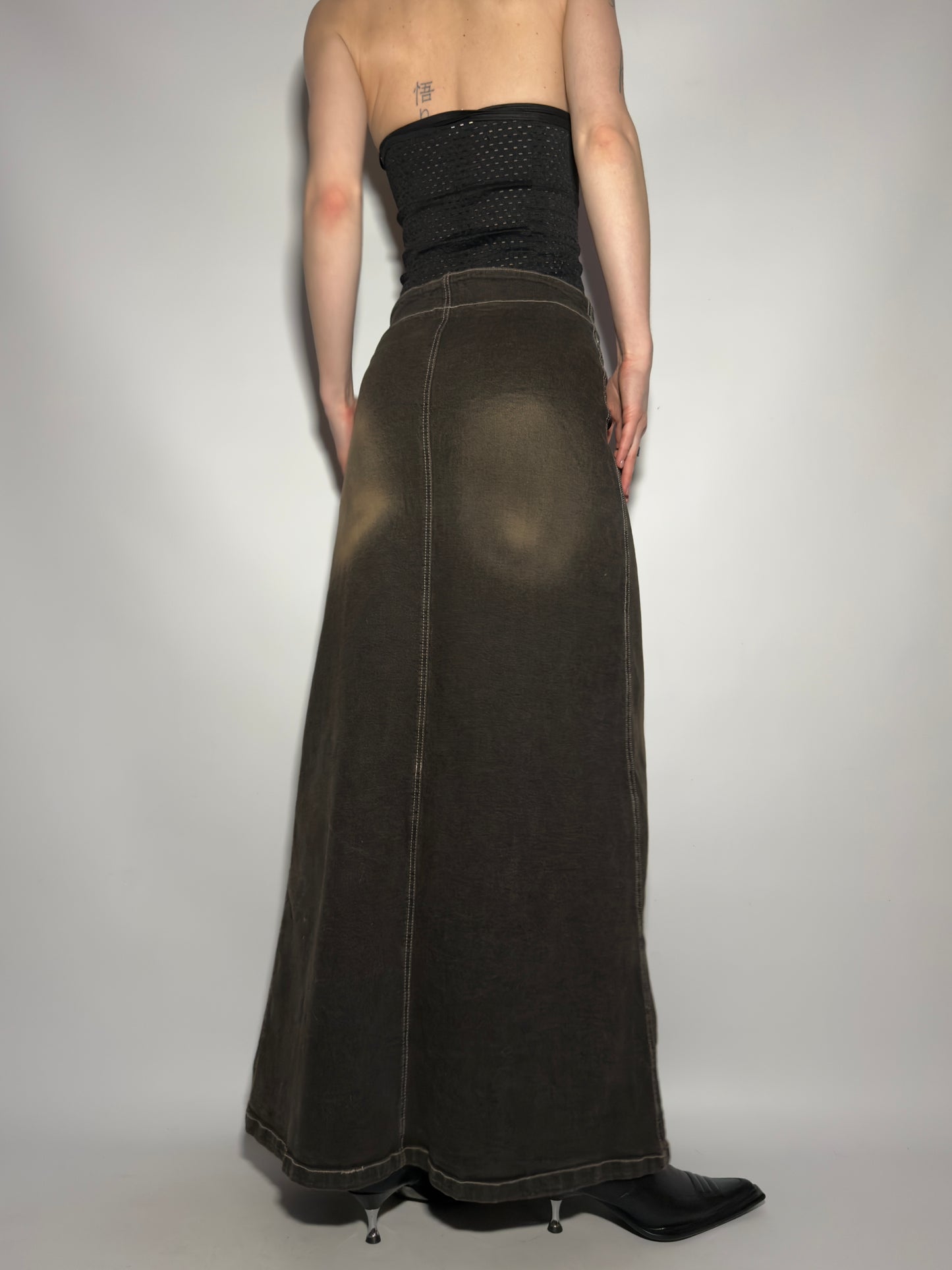 Vintage Brownish Denim Skirt - TWINKLING GLOBAL