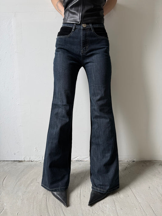 Vintage flared jeans with velvet inserts TWINKLING GLOBAL