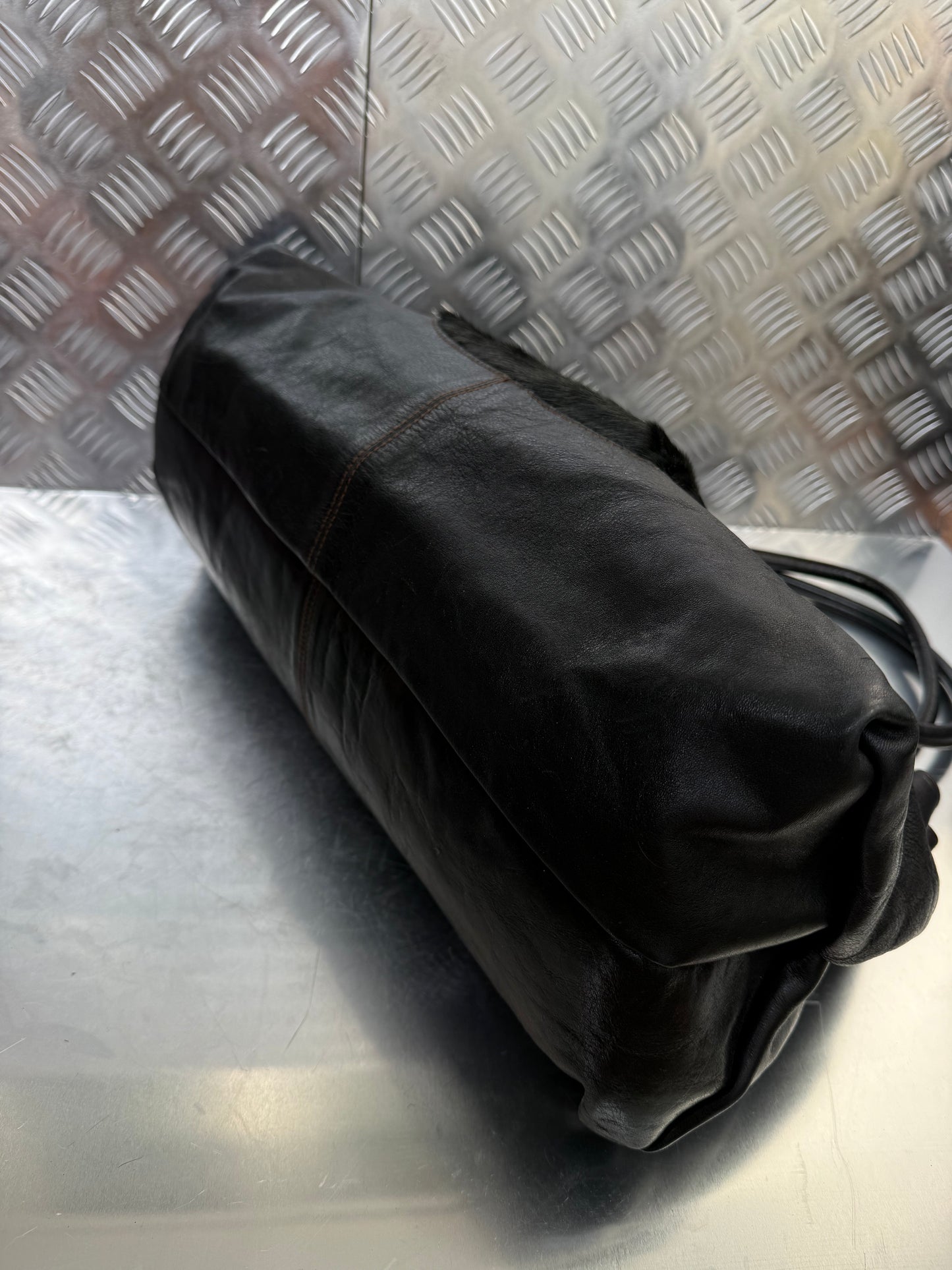 Vintage Furla Leather Bag with Pony Hair Detail Twinkling Global