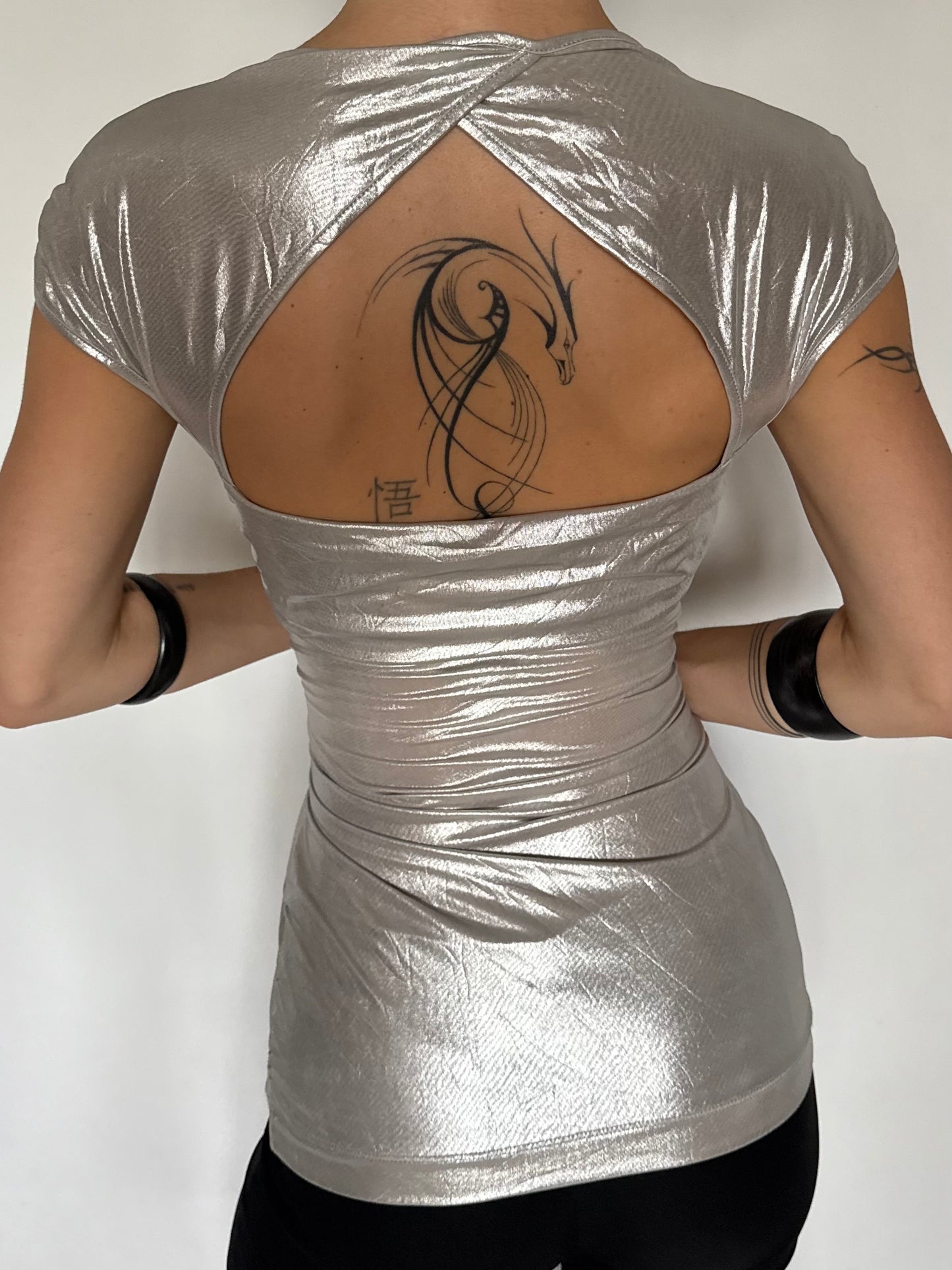 Vintage Metallic Miss Sixty Top with Open Back – Twinkling Global