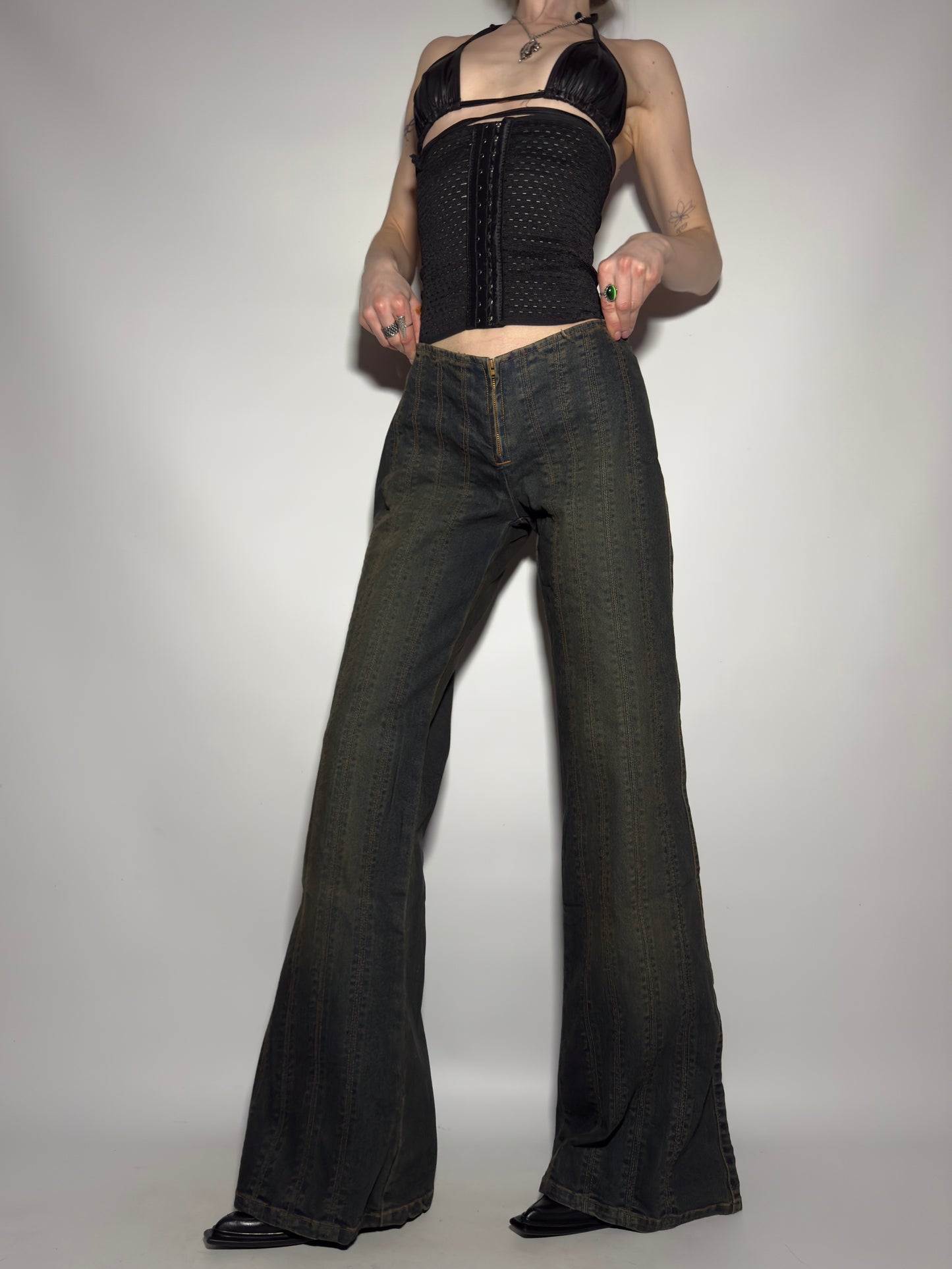 Vintage Brownish Flared Jeans  - TWINKLING GLOBAL