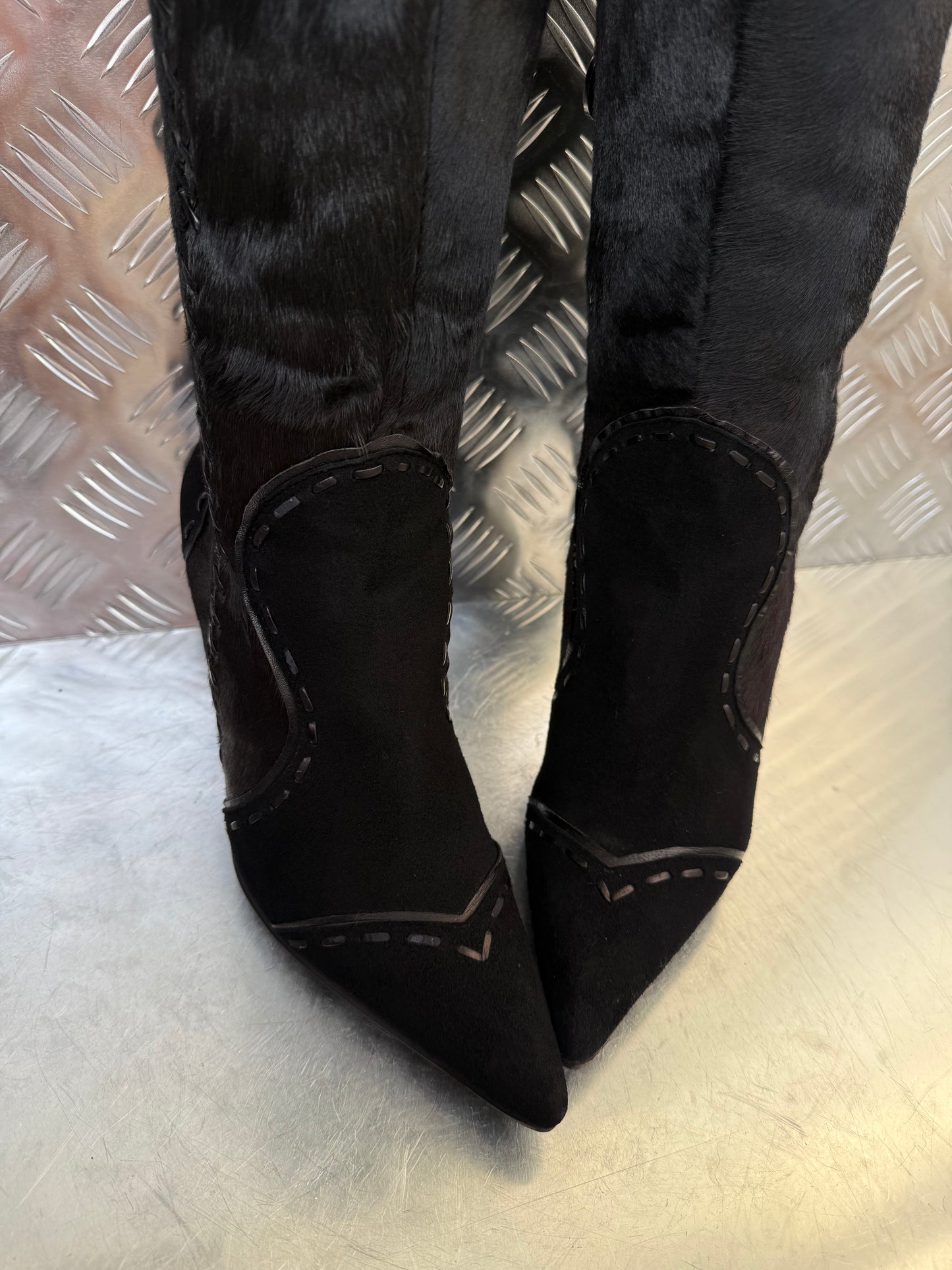 Vintage suede & pony-hair leather boots Twinkling Global