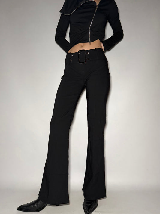 Black Stretch Flare Pants Twinkling Global y2k