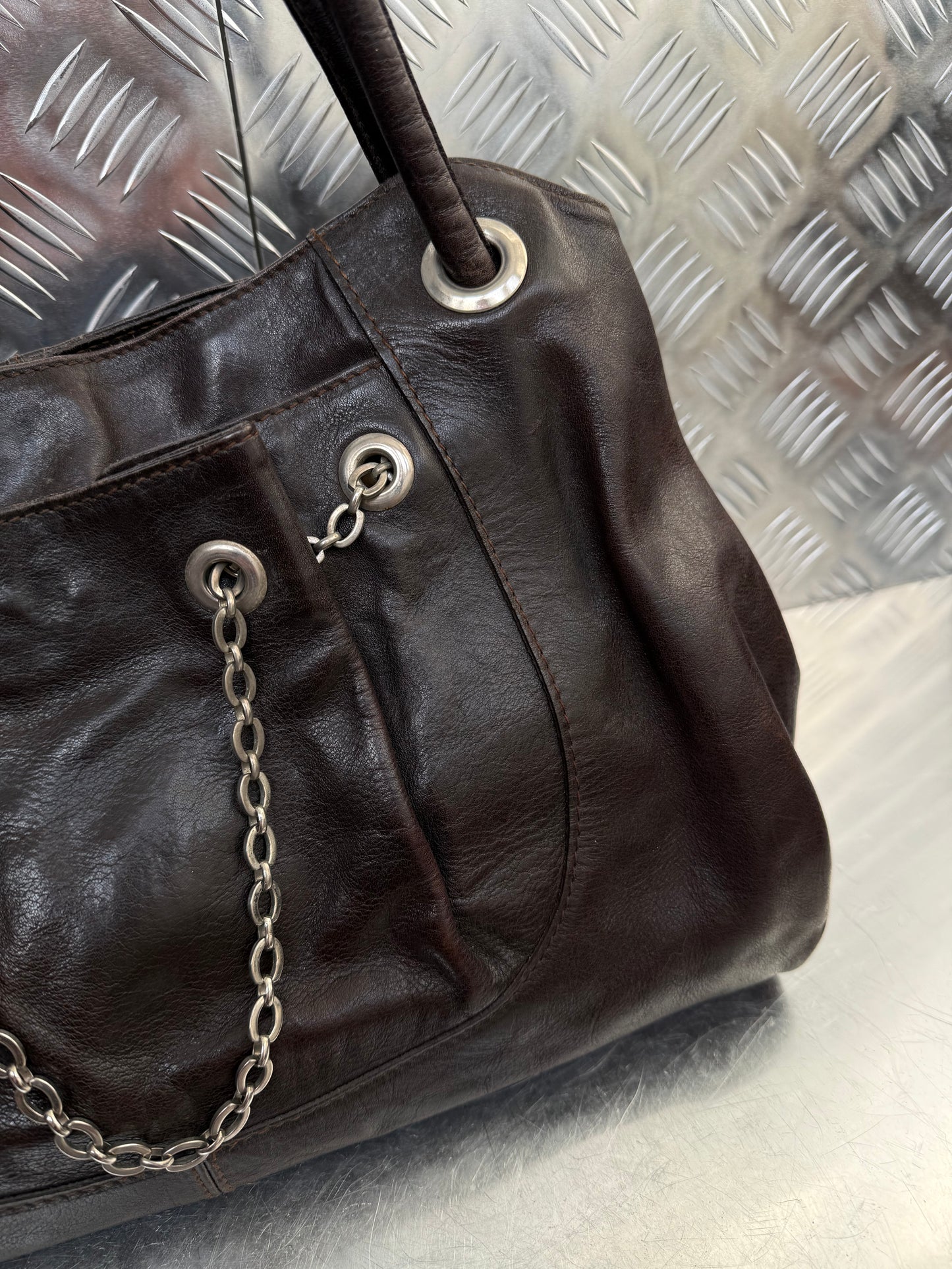 Vintage Furla Brown Leather Bag Twinkling Global