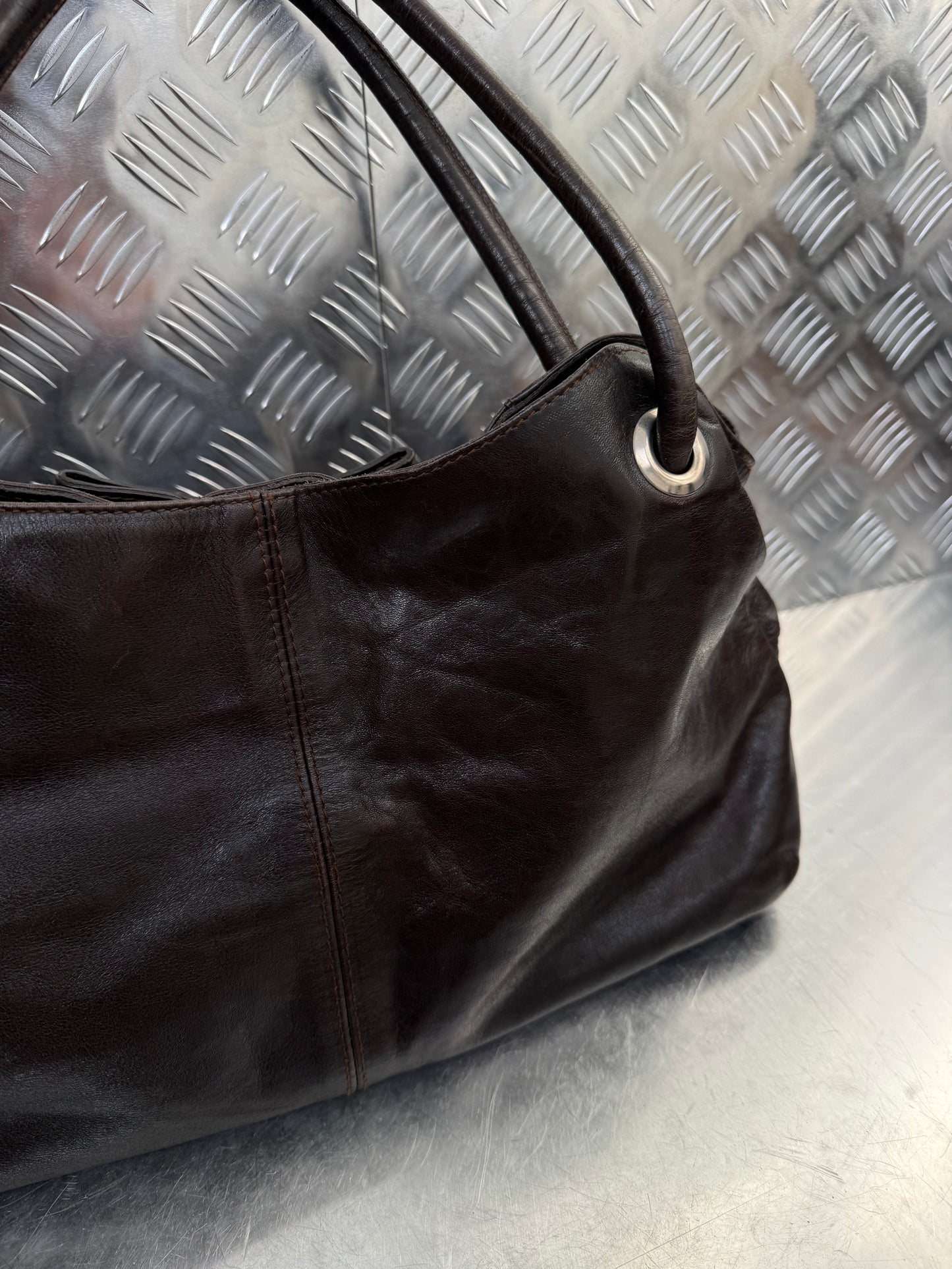 Vintage Furla Brown Leather Bag Twinkling Global