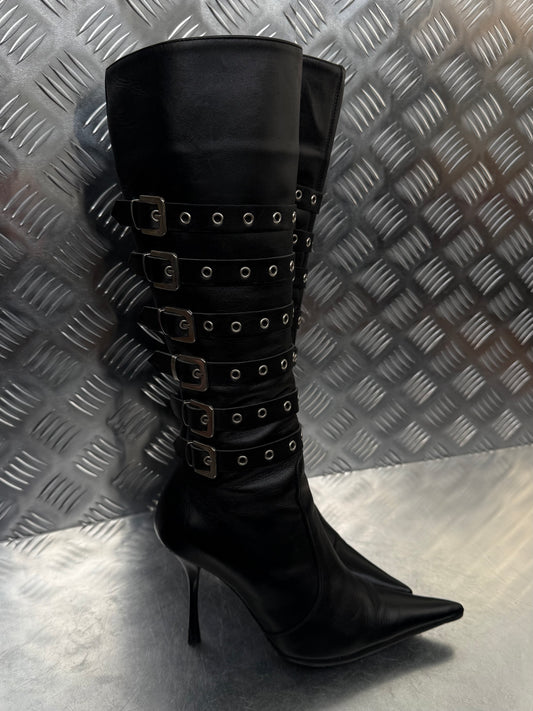 Vintage leather buckle boots TWINKLING GLOBAL