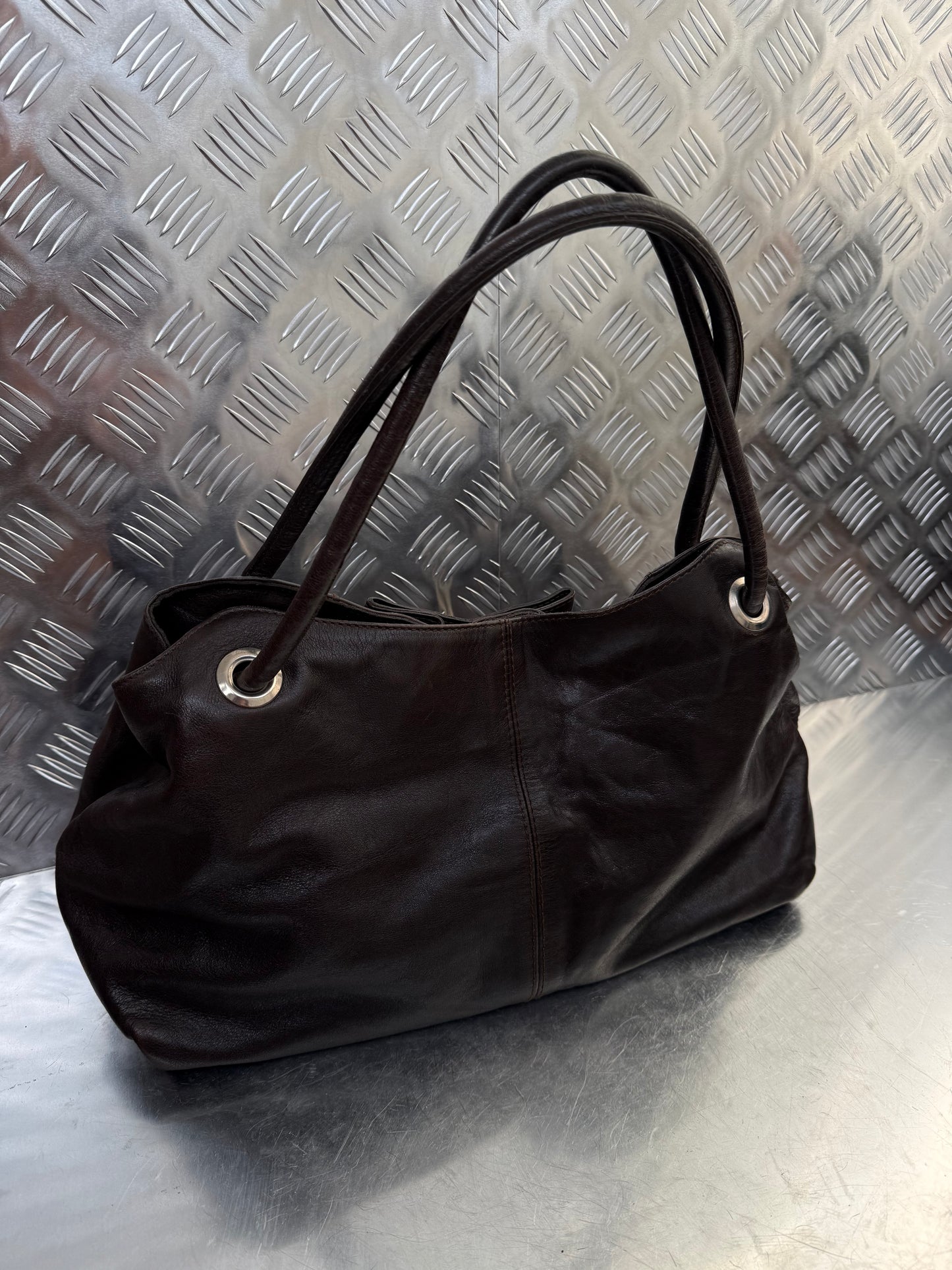 Vintage Furla Brown Leather Bag Twinkling Global