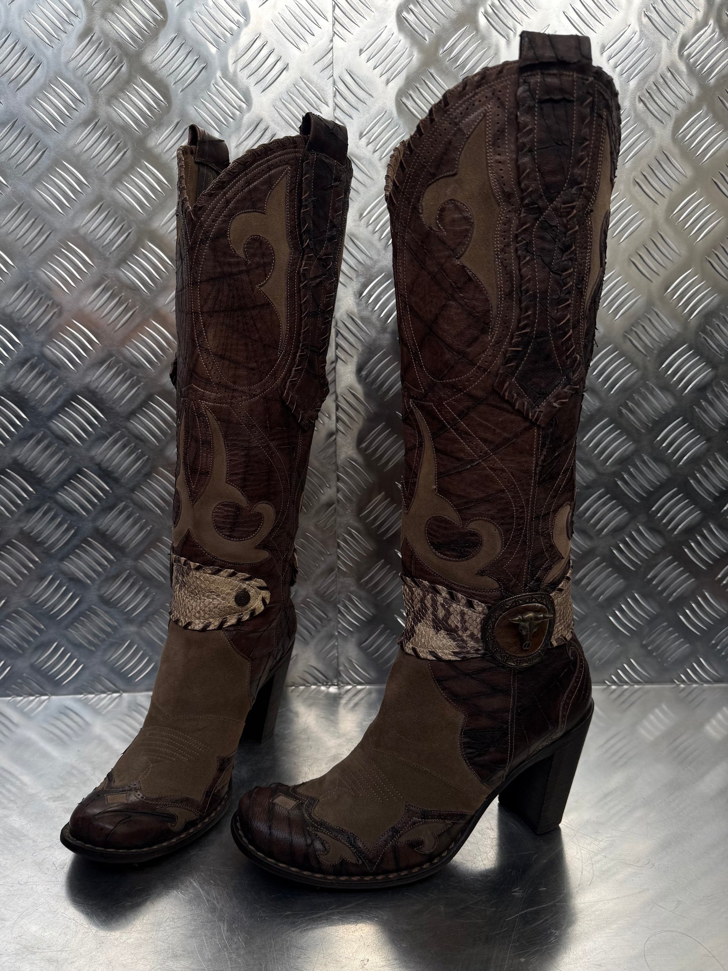 Vintage Italian leather cowboy boots TWINKLING GLOBAL