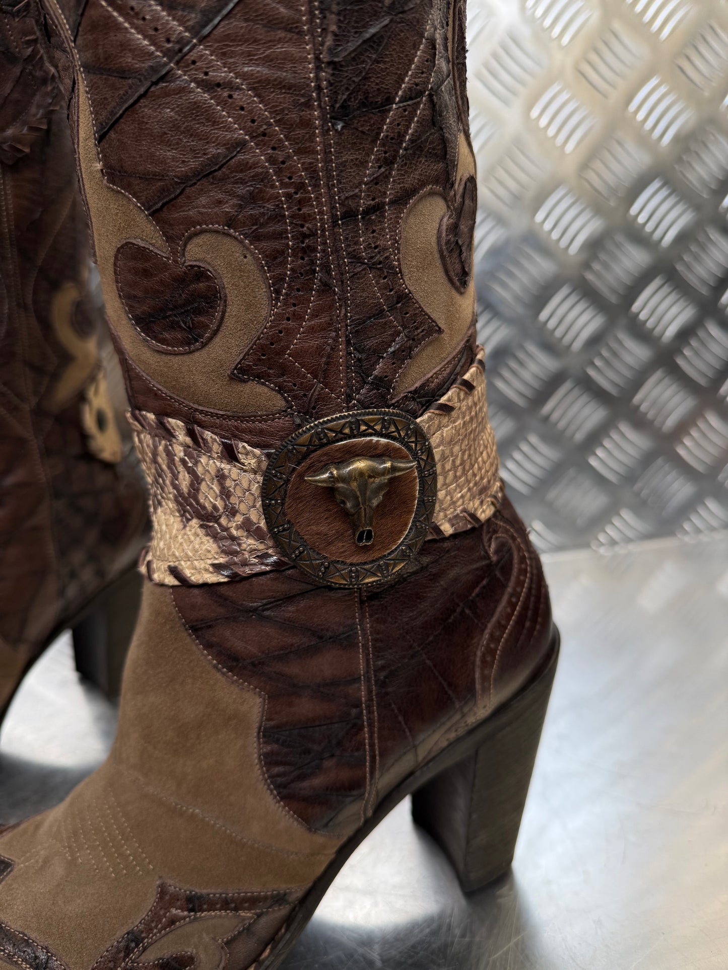 Vintage Italian leather cowboy boots TWINKLING GLOBAL