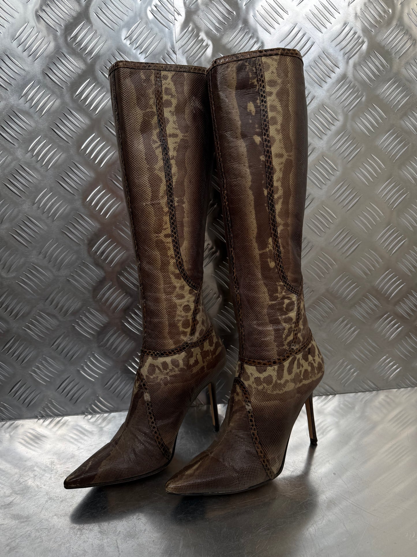 Vintage Jimmy Choo leather animal-pattern boots Twinkling Global