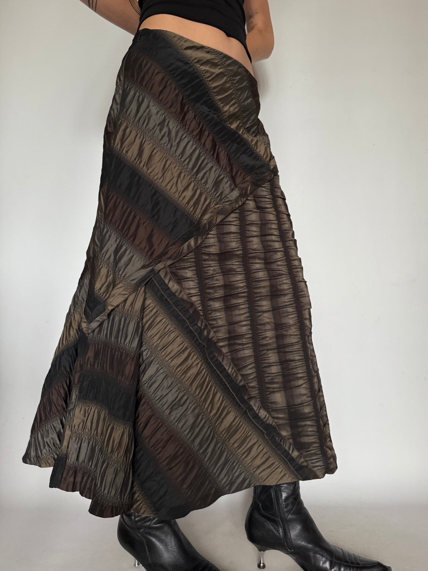 Vintage Crinkled Skirt with Deep Tones and Sculptural Texture Twinkling