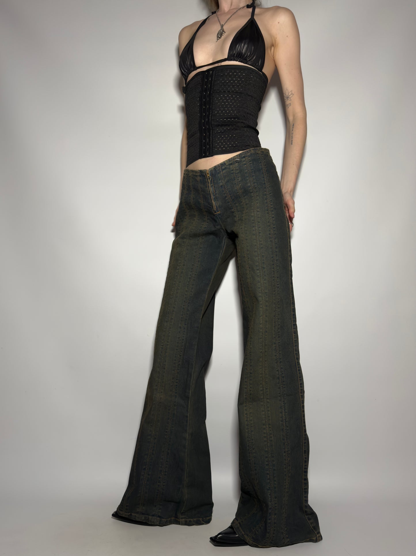 Vintage Brownish Flared Jeans  - TWINKLING GLOBAL