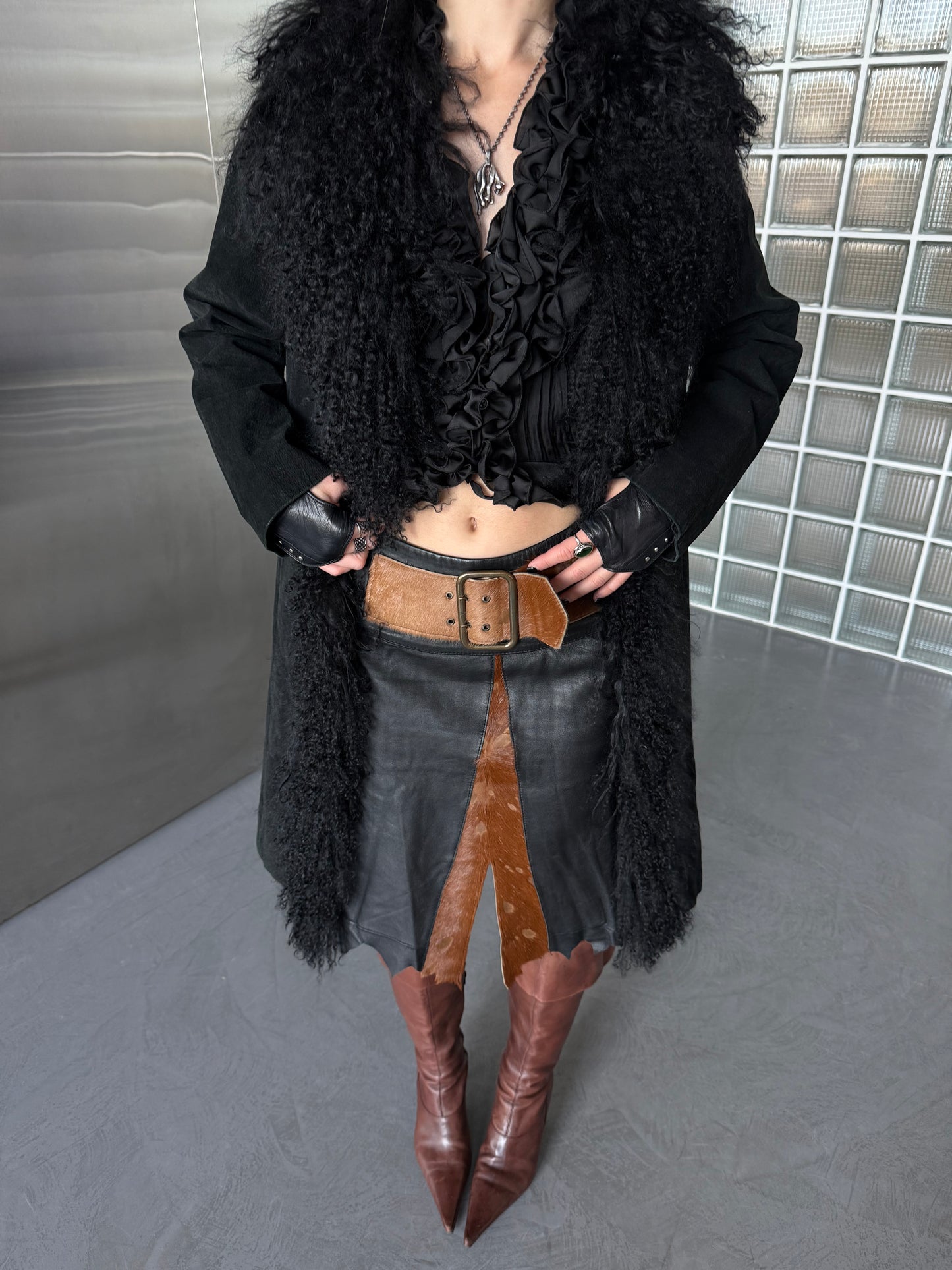 Vintage suede Penny Lane Afghan coat with llama fur Twinkling Global