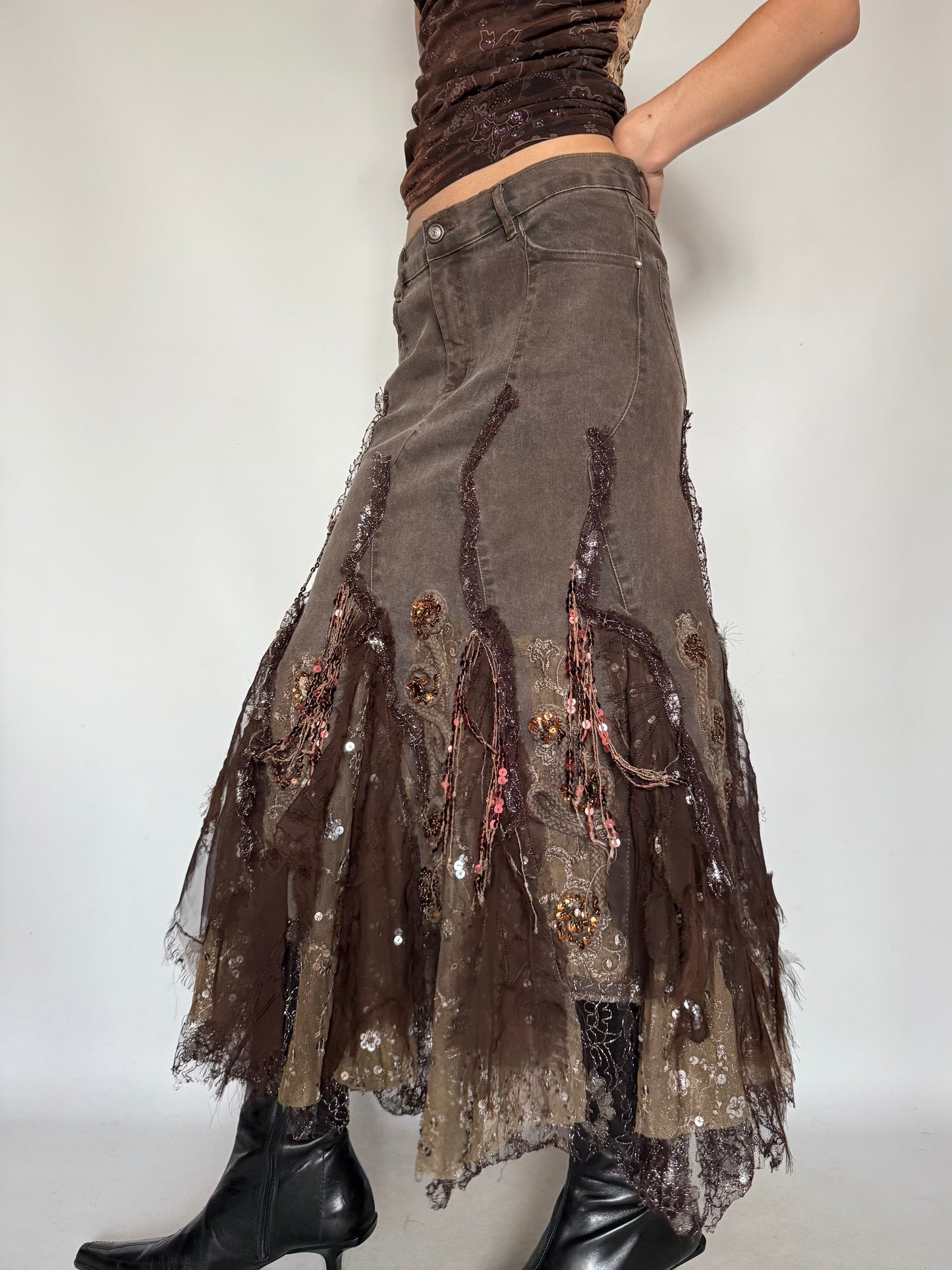 Vintage Boho Embellished Maxi Skirt – Twinkling Global