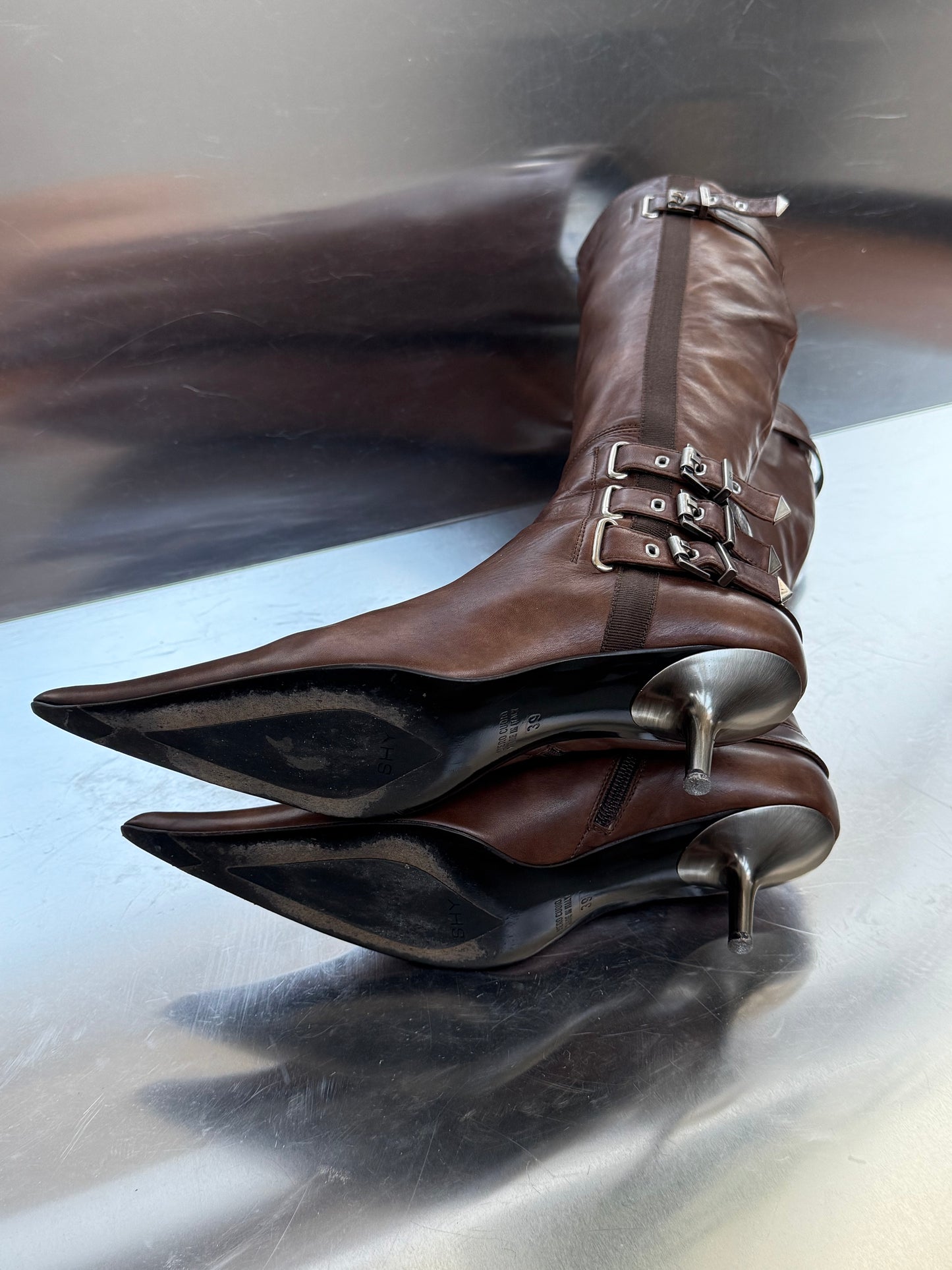 Vintage Brown Leather Boots SHY Twinkling Global