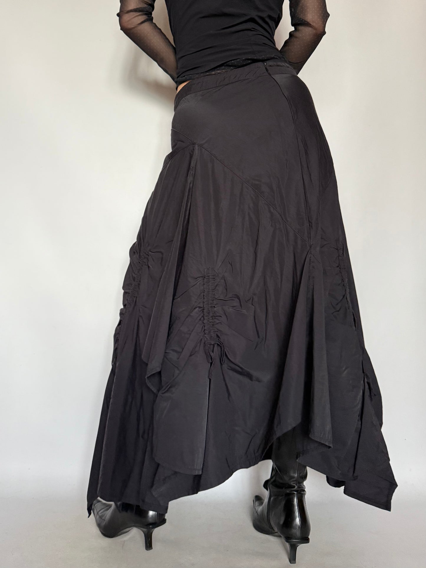 Vintage Gothic Asymmetrical Ruched Maxi Skirt – Twinkling Global