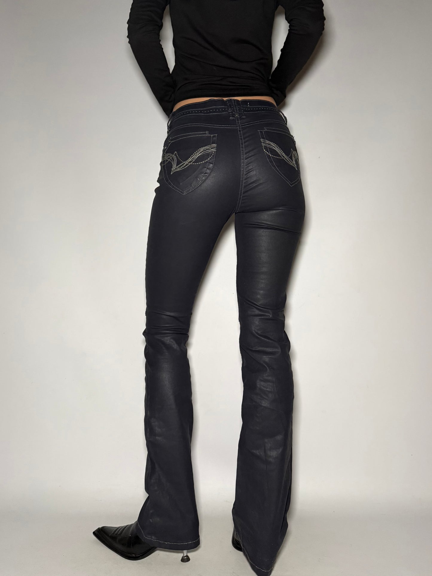 Leather-Look Straight Pants Twinkling Global