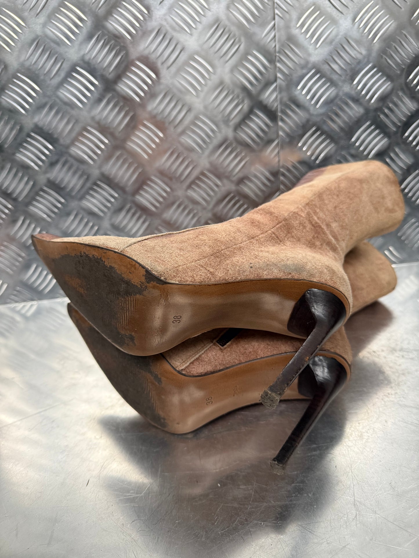 Vintage Suede & Leather High Heel Boots TWINKLING GLOBAL