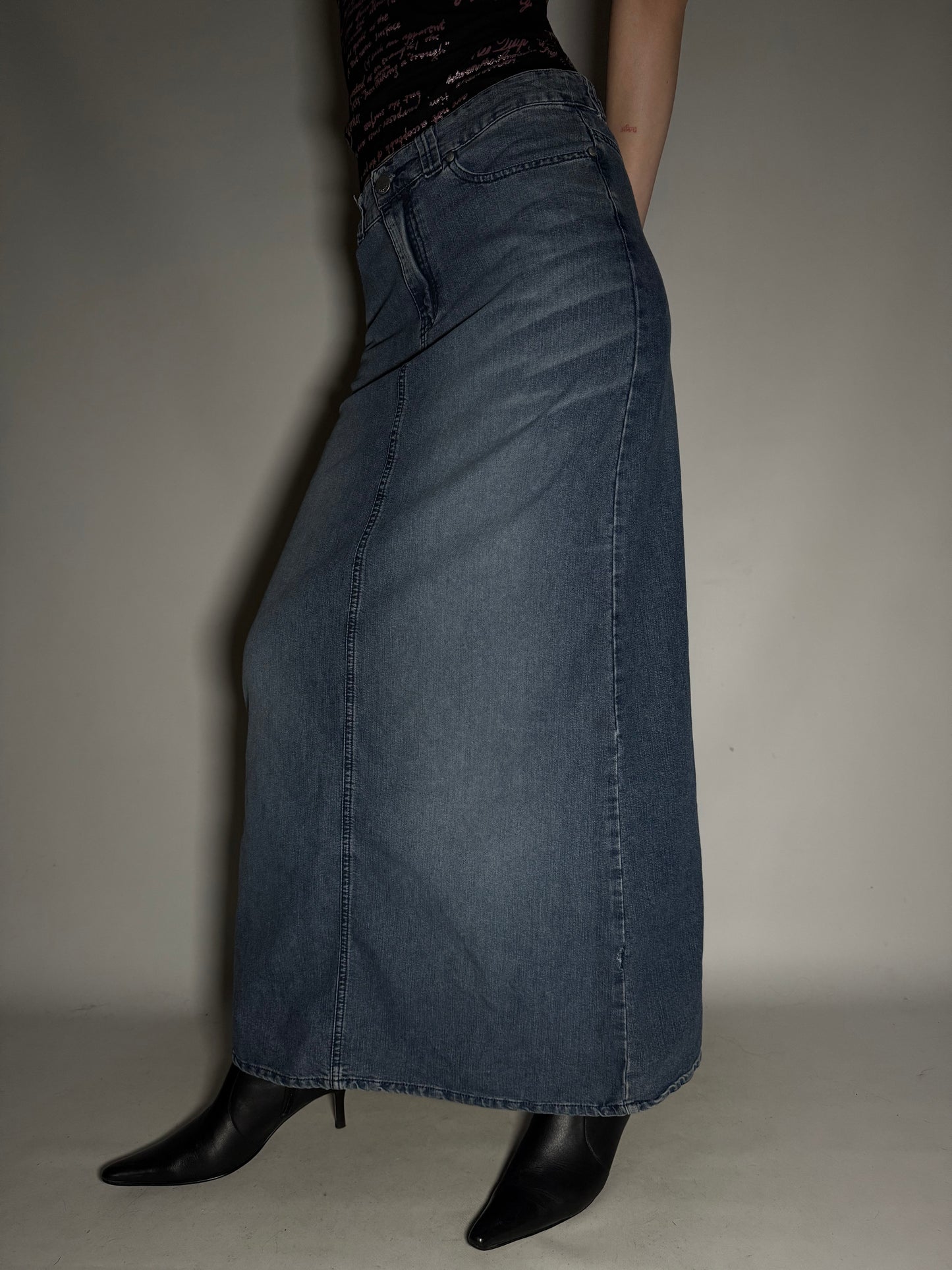 Miss Sixty Stretch Denim Maxi Skirt TWINKLING