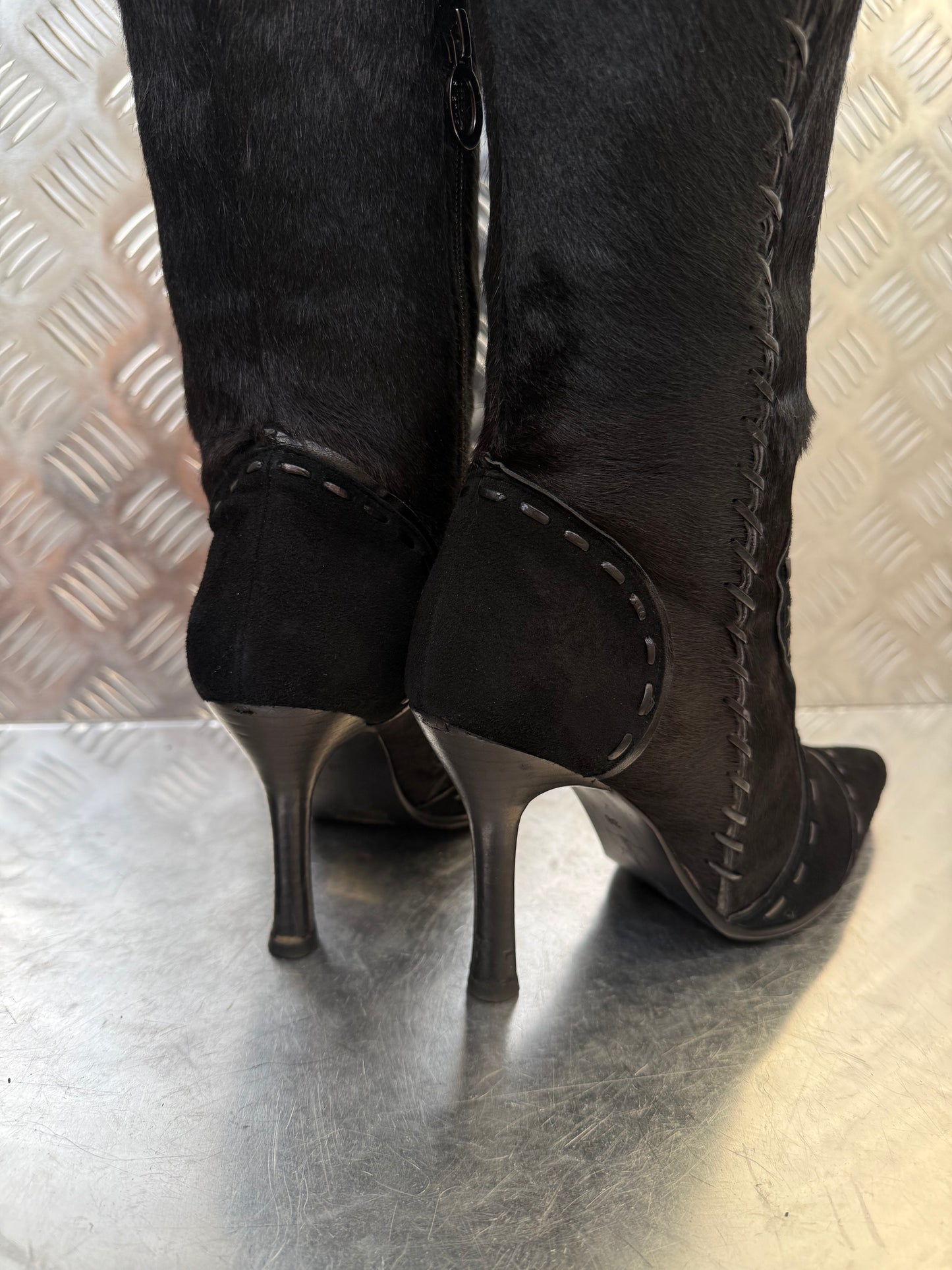 Vintage suede & pony-hair leather boots Twinkling Global