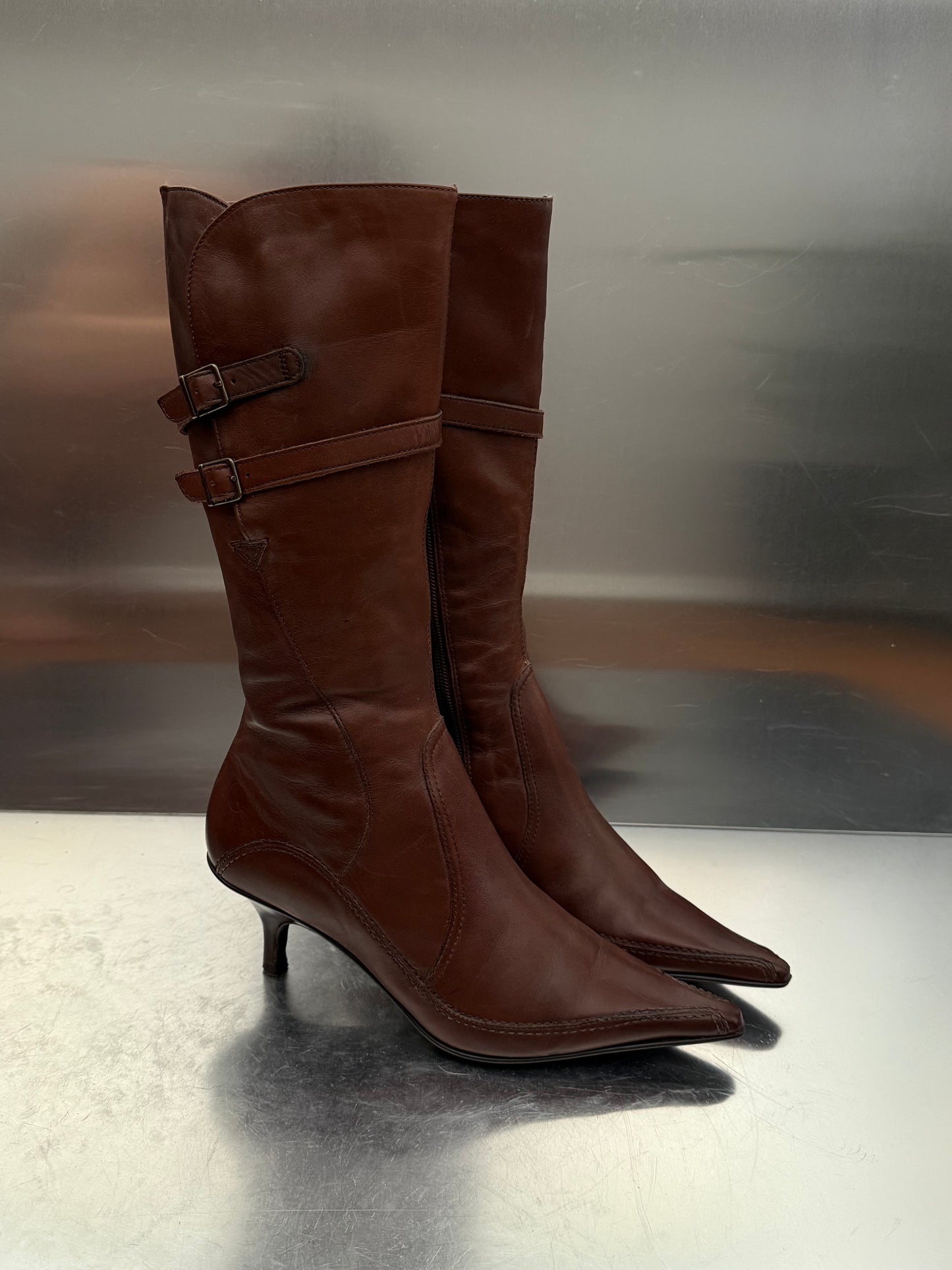 Vintage Brown Leather Boots Bronx Twinkling Global