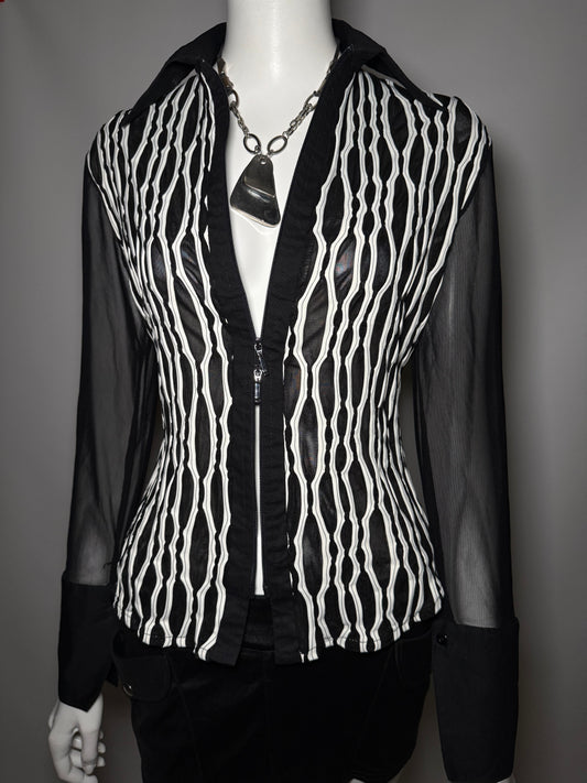 Vintage Fitted Sheer Blouse Twinkling Global