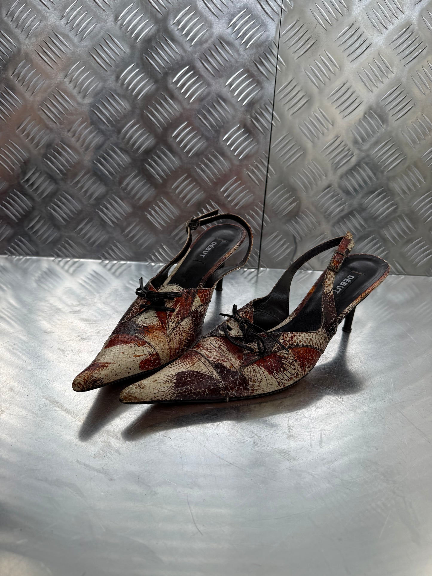 Vintage Italian printed leather slingback mules Twinkling Global