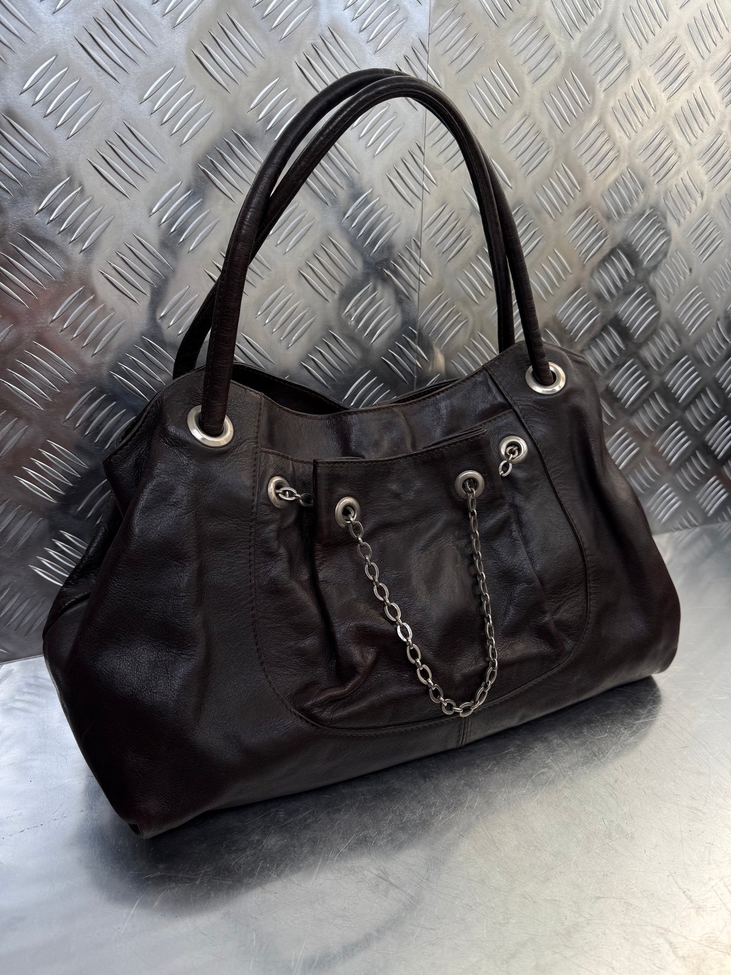 Vintage Furla Brown Leather Bag Twinkling Global