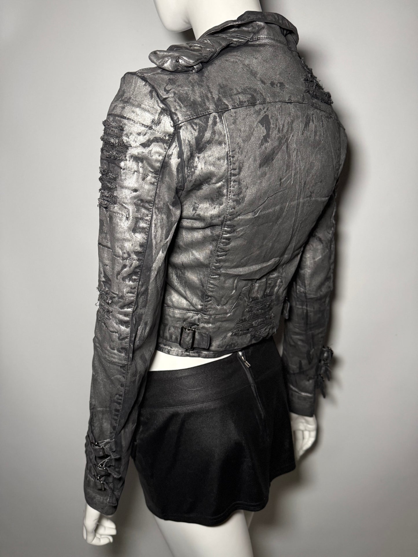 Vintage Italian Einstein prog&prod distressed denim jacket with asymmetric design Twinkling Global