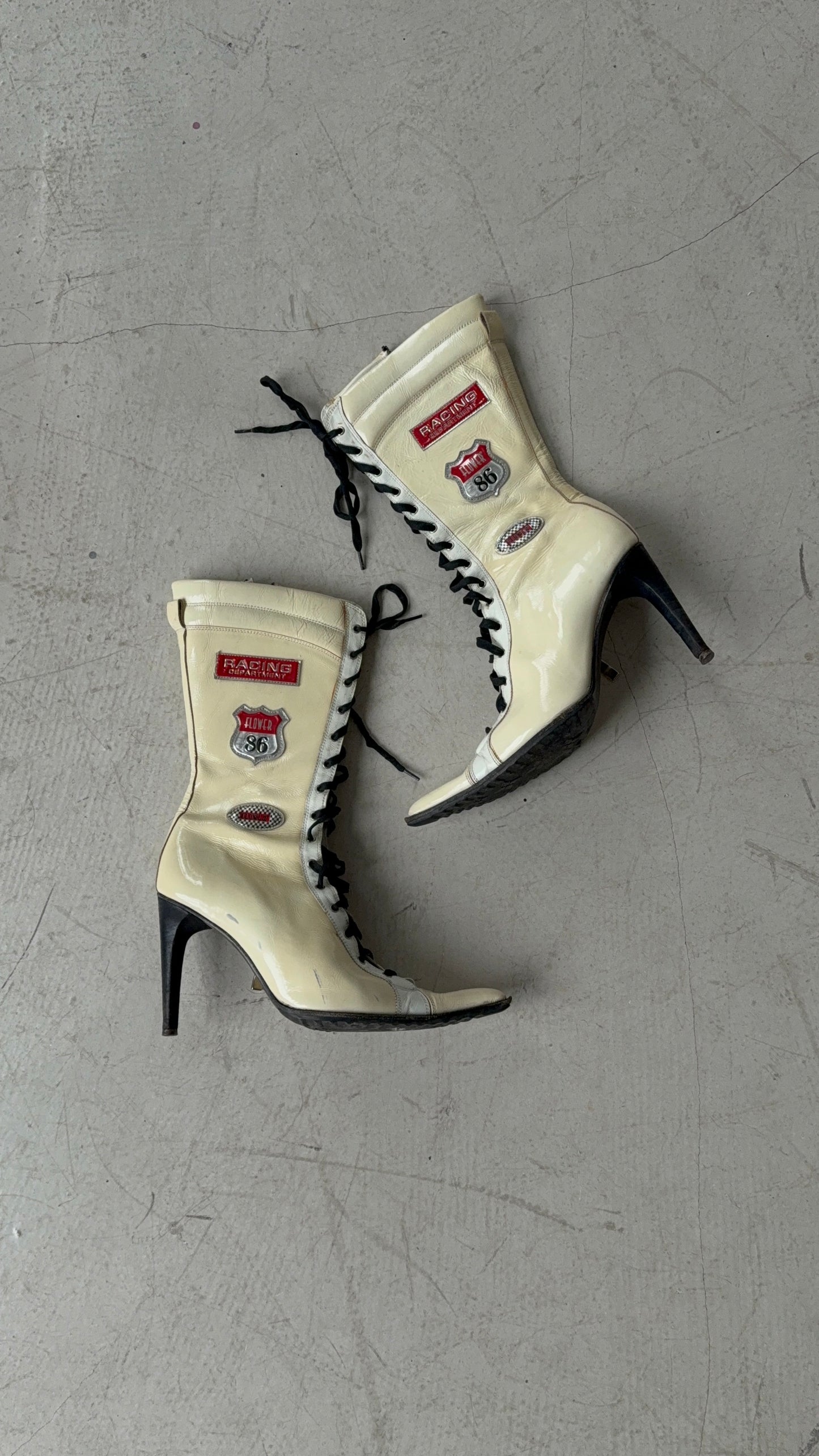 Italian racing lace-up leather boots TWINKLING GLOBAL