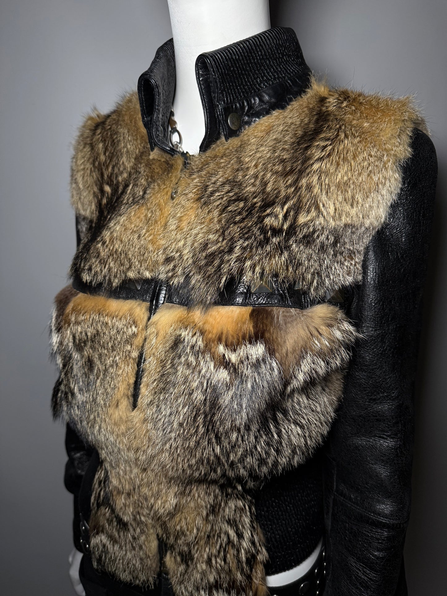 Vintage leather jacket with genuine fur Twinkling Global