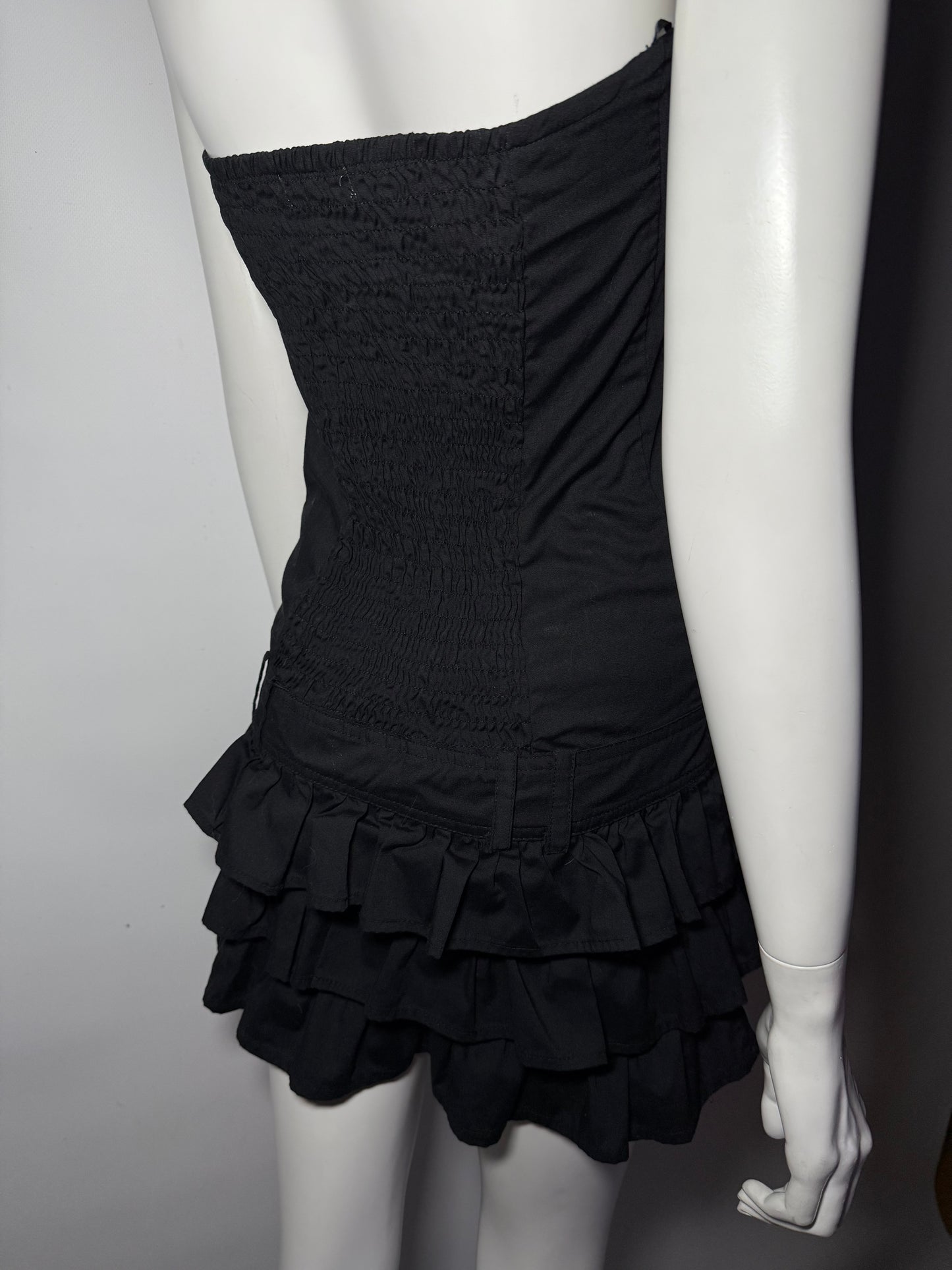 Y2K Sleeveless Mini Dress with Collar and Ruffle Skirt Twinkling