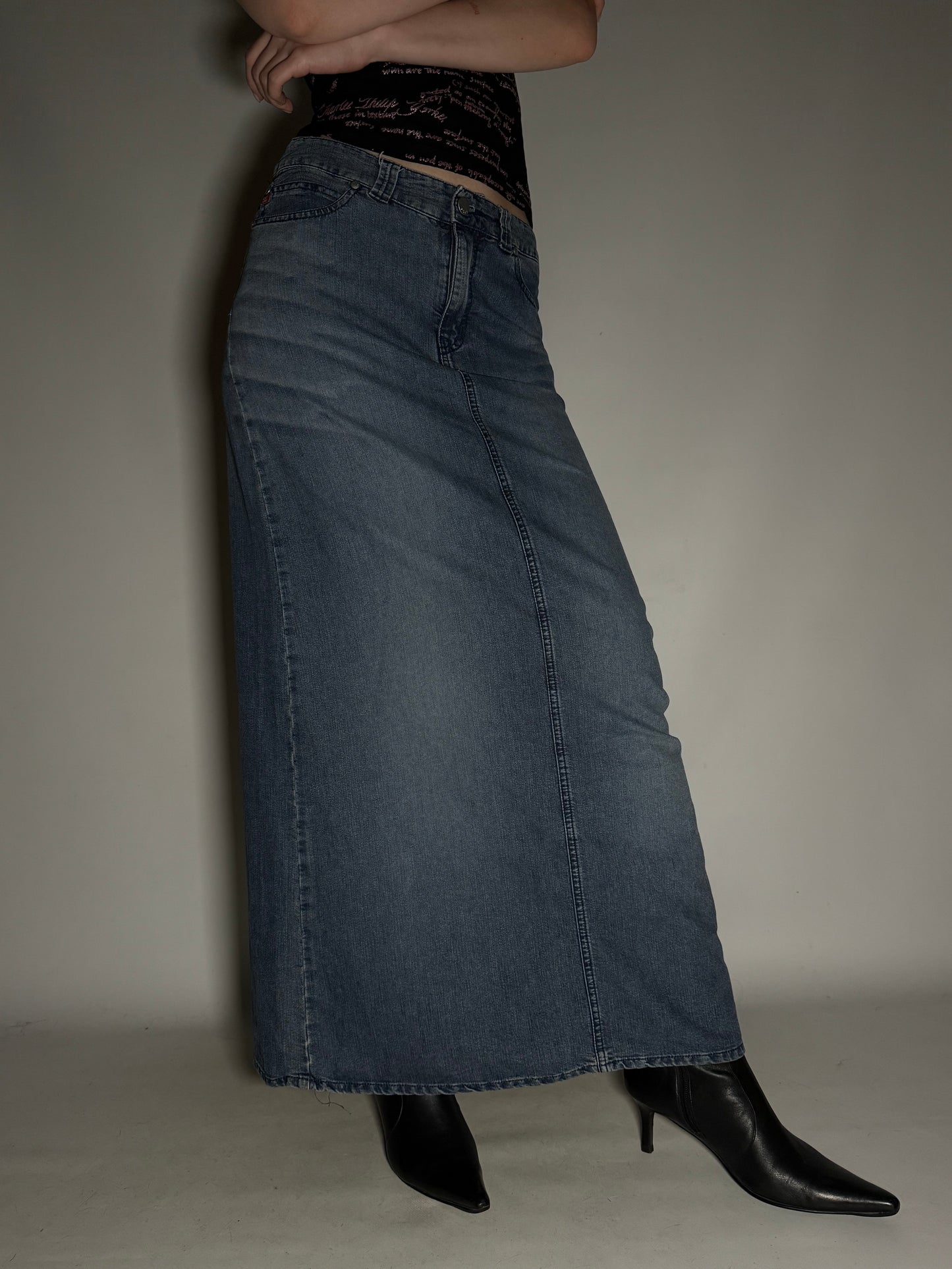 Miss Sixty Stretch Denim Maxi Skirt TWINKLING