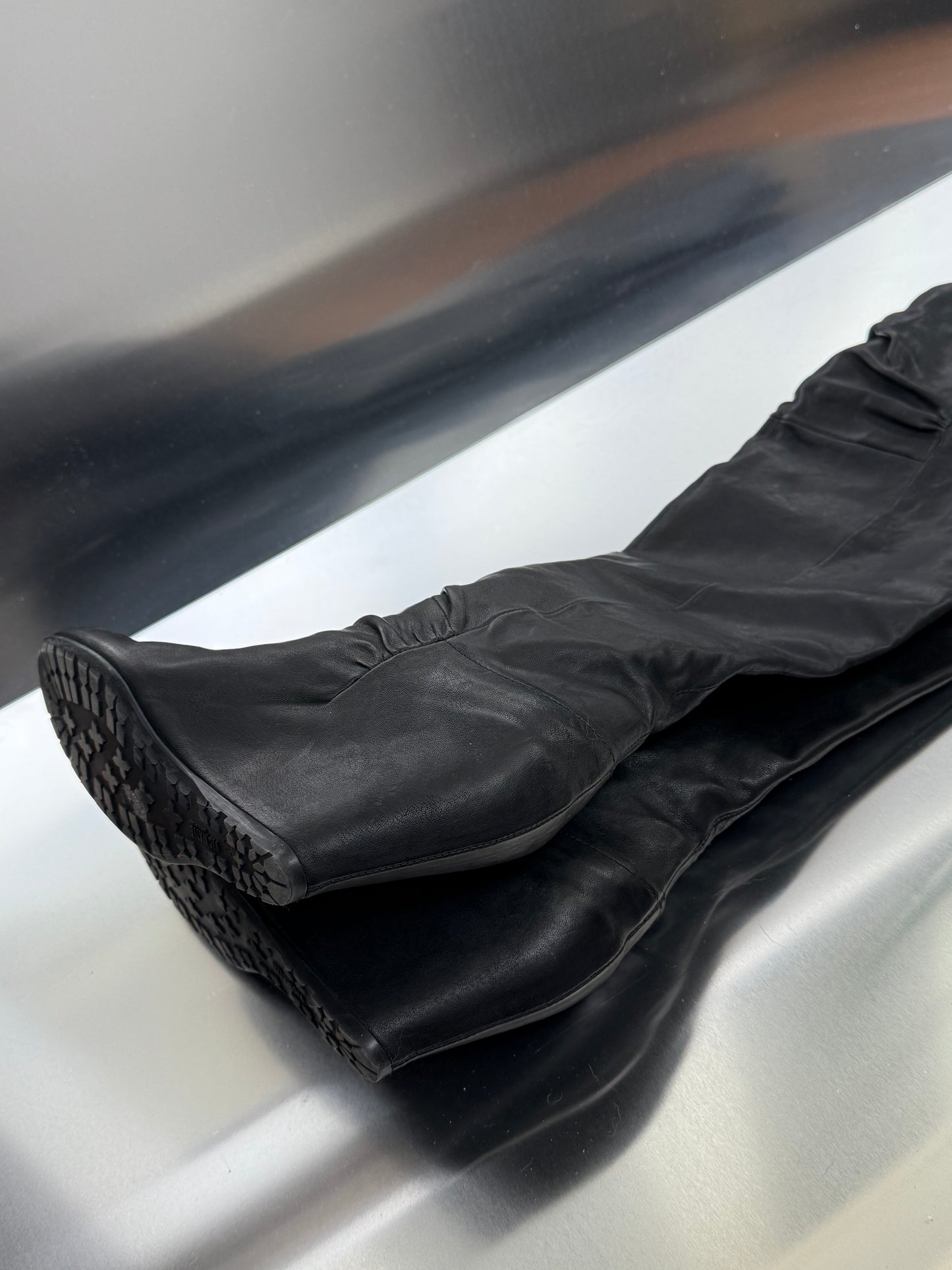 Vintage leather platform thigh-high boots - TWINKLING GLOBAL