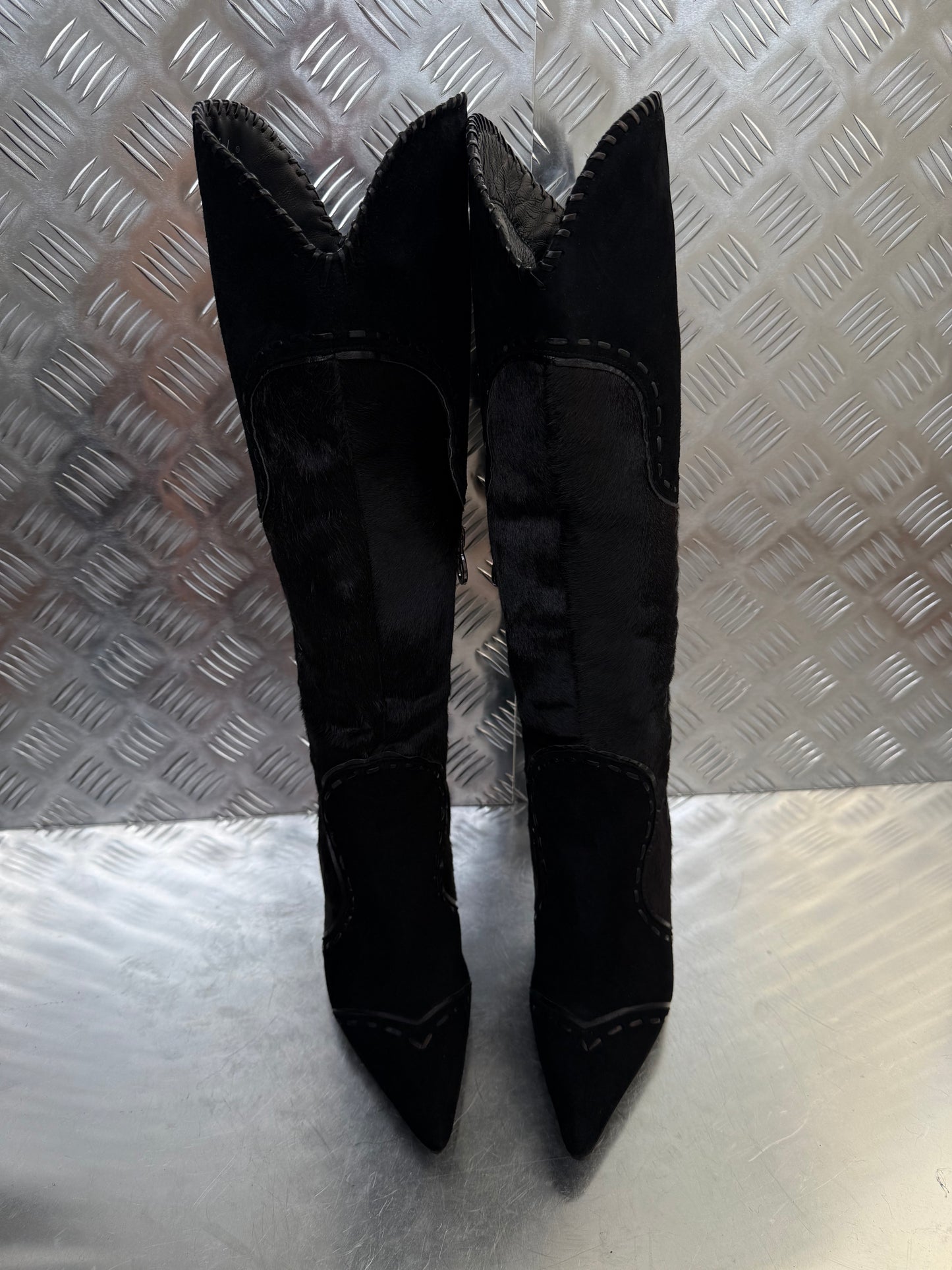 Vintage suede & pony-hair leather boots Twinkling Global