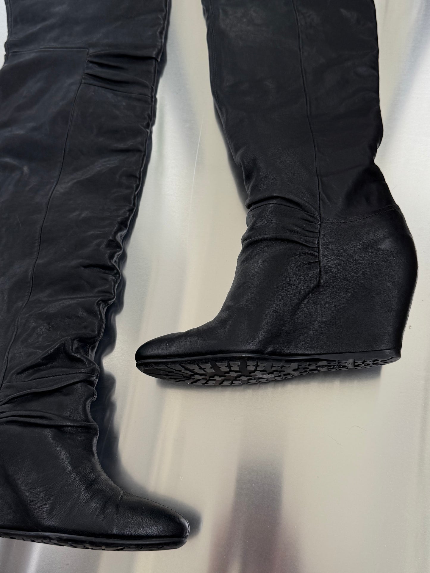 Vintage leather platform thigh-high boots - TWINKLING GLOBAL