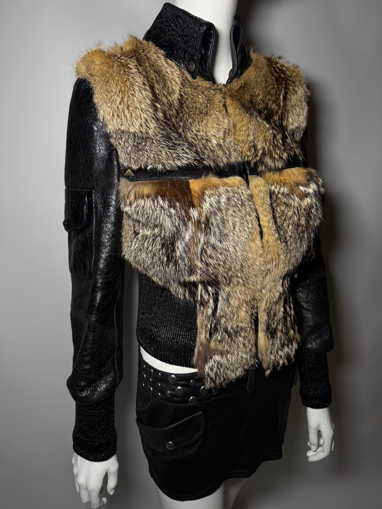 Vintage leather jacket with genuine fur Twinkling Global