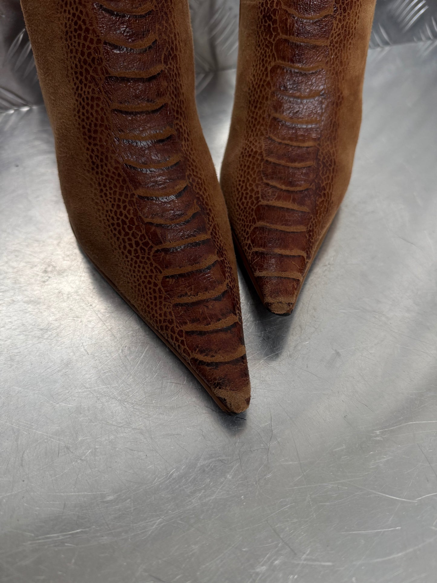 Vintage suede fur-trim boots TWINKLING GLOBAL