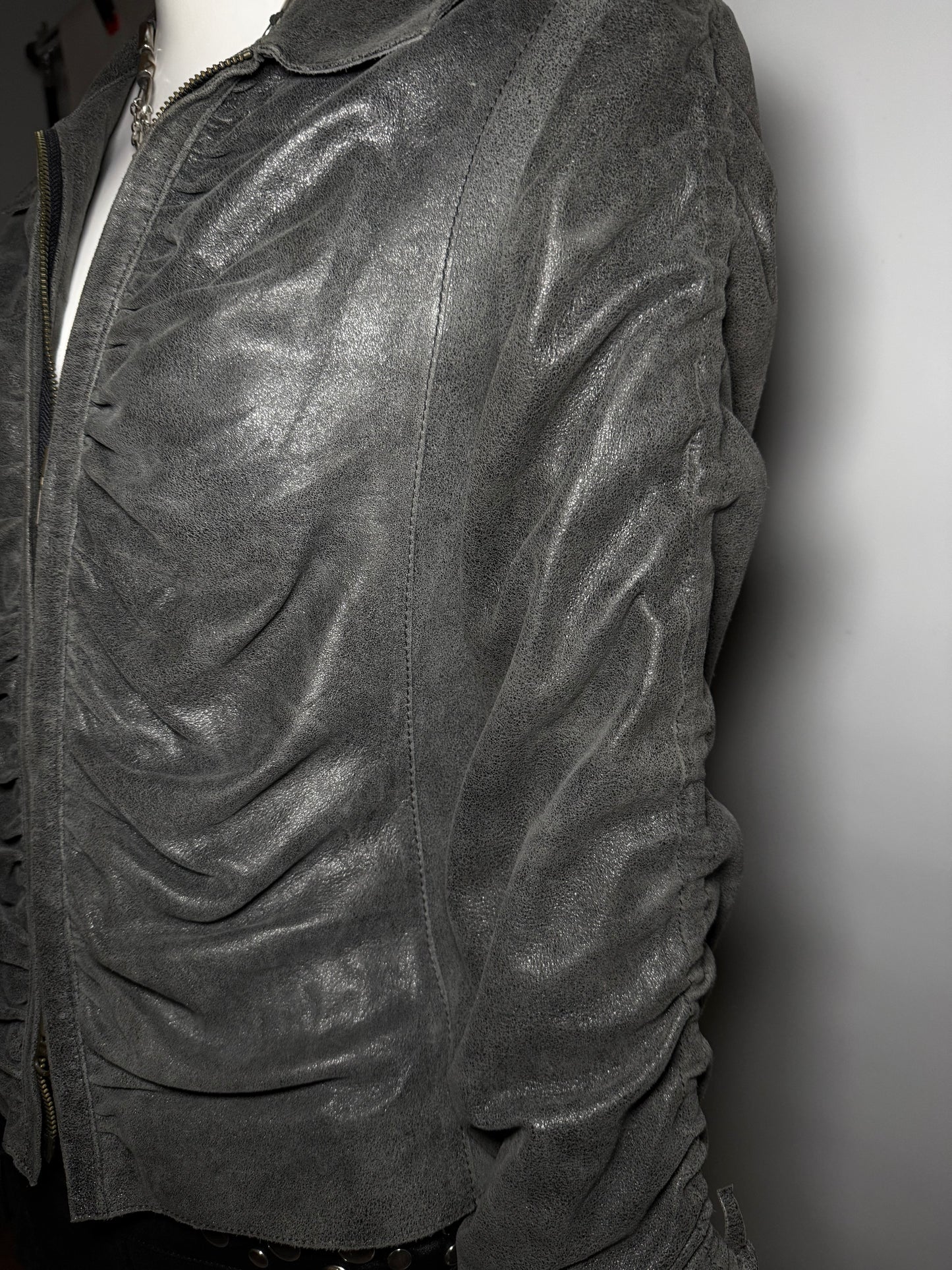 Vintage Suede Leather Draped Jacket Twinkling Global