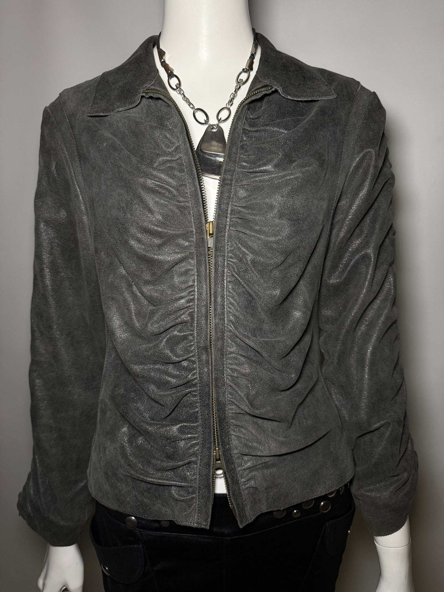 Vintage Suede Leather Draped Jacket Twinkling Global