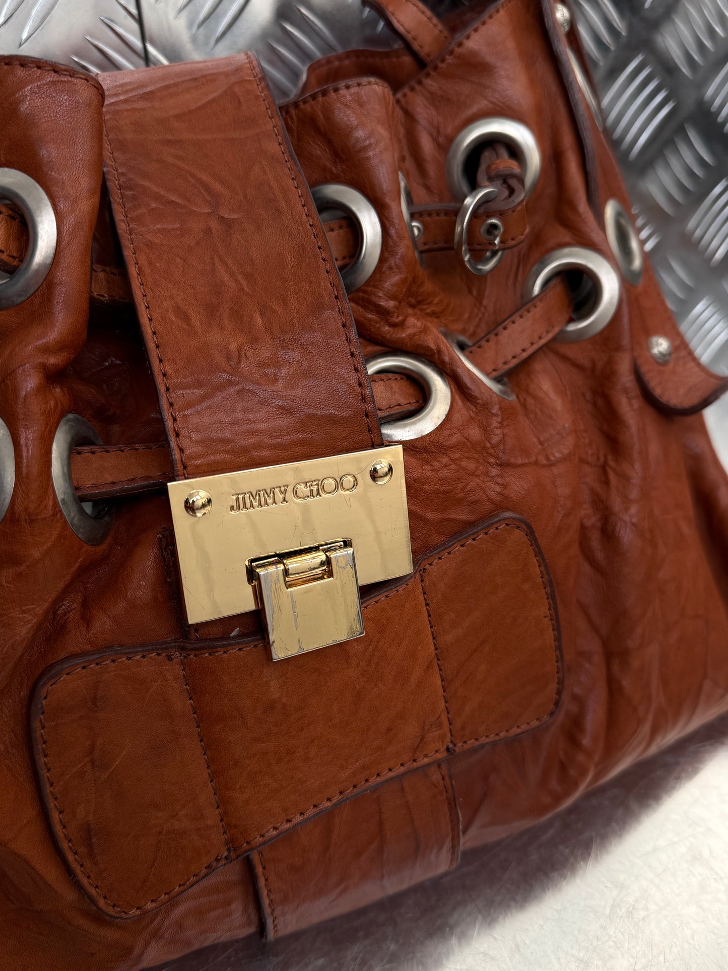 Vintage Brown Leather Bag Twinkling Global