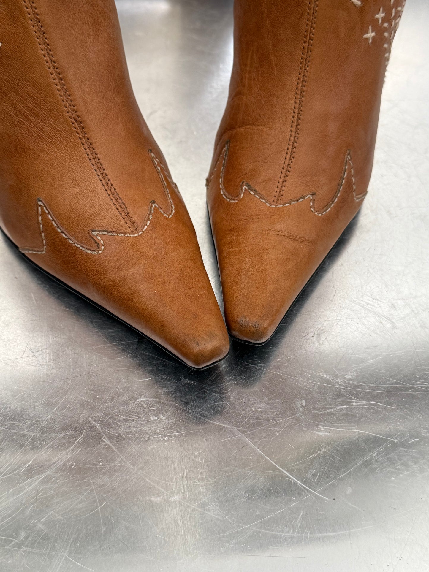 Vintage River Island  Leather High-Heel Boots Twinkling Global