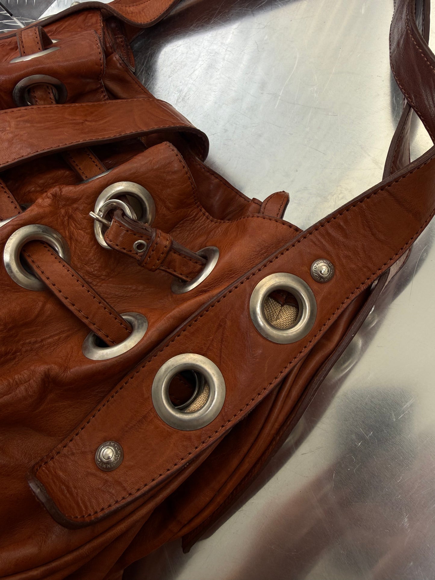 Vintage Brown Leather Bag Twinkling Global