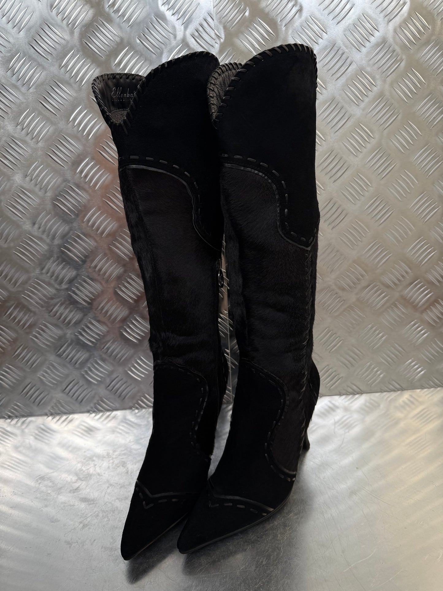 Vintage suede & pony-hair leather boots Twinkling Global