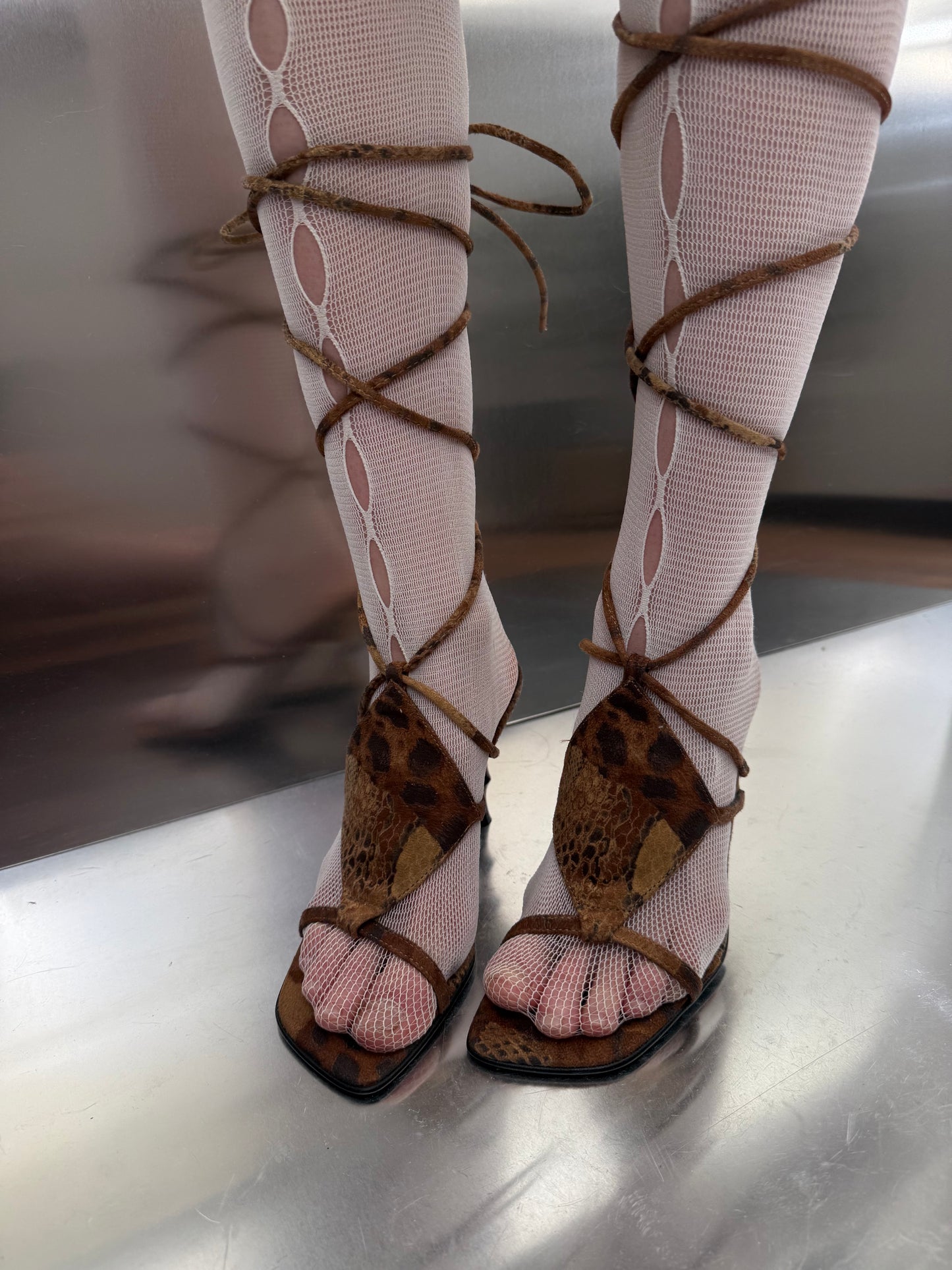 Leopard-Print Lace-Up Sandals – TWINKLING GLOBAL