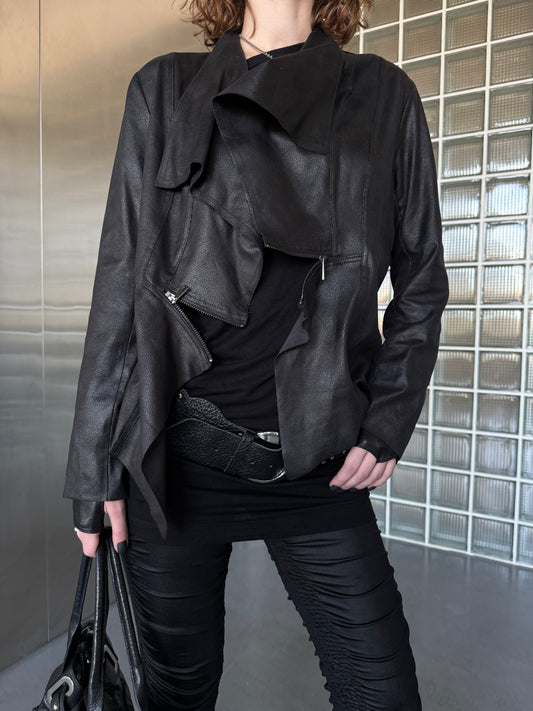 Vintage asymmetric leather jacket S-M Twinkling Global